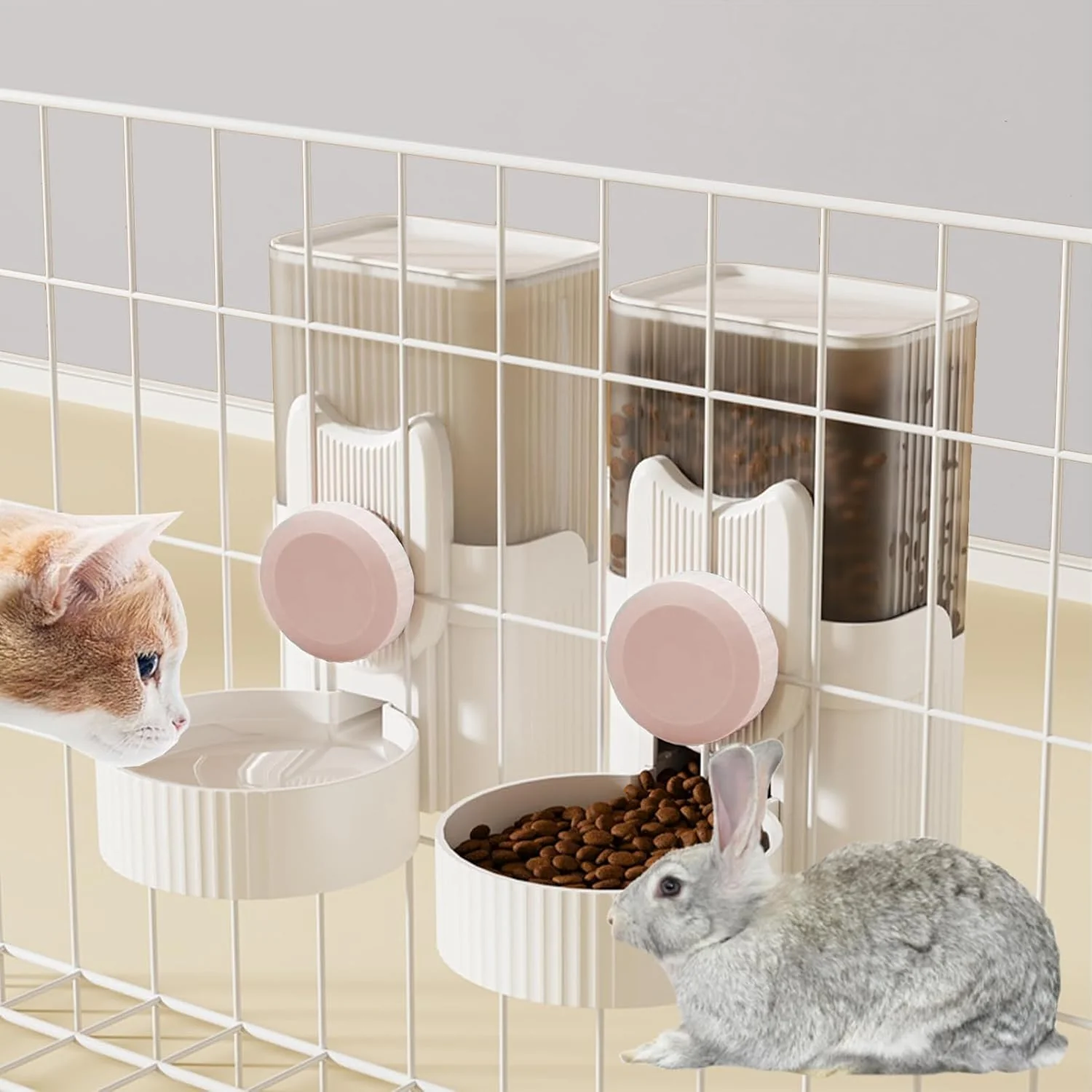 Responsible kathson Rabbit Gravity Auto Feeder Set 35oz Hanging Automatic Food Water Dispenser Cage Automatic Feeder Set for Rabbit Chinchilla Guinea Pig Hedgehog Ferret Kitty Puppy Pink Carefully Designed