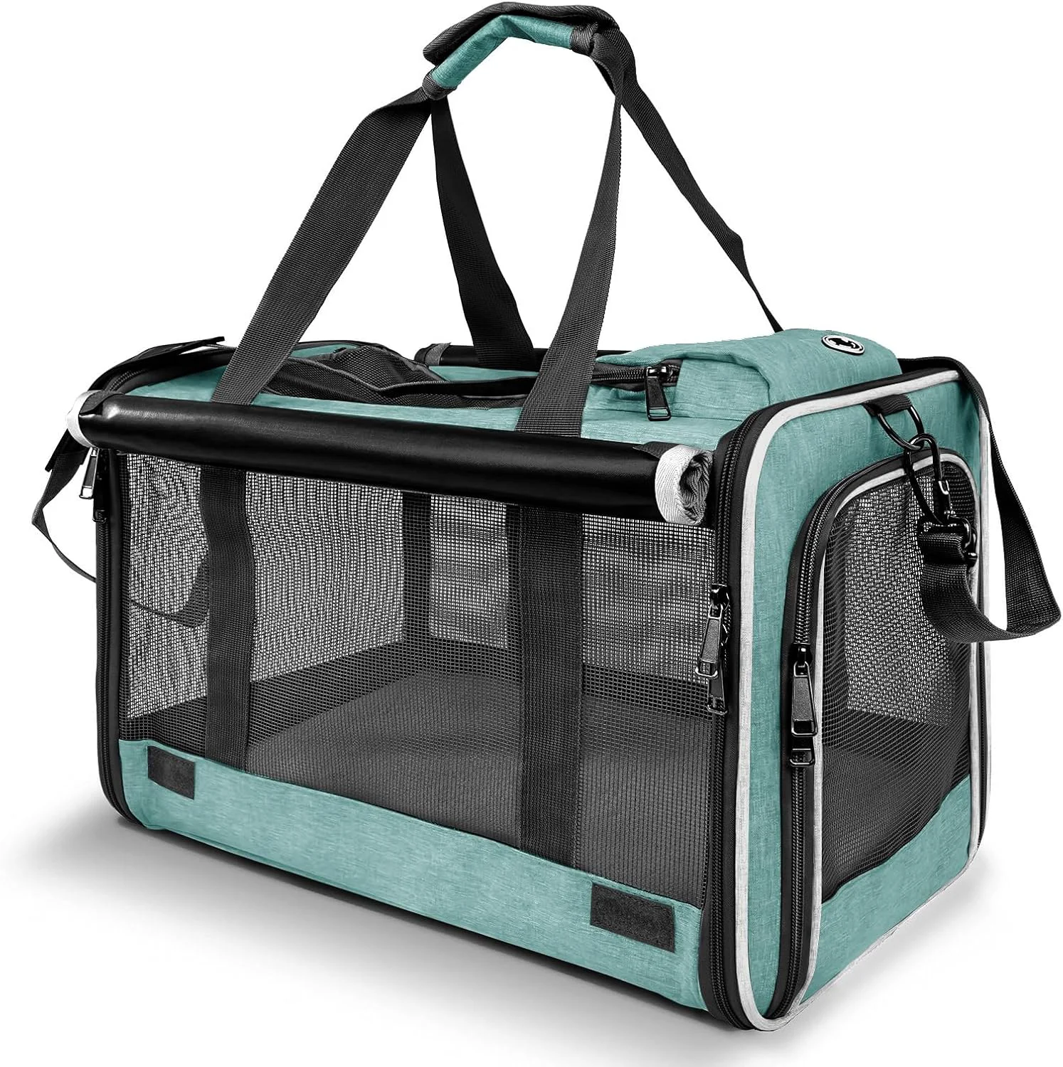 High-Performance Small Dog Carrier for Puppy Yorkshire Softshell Car Transport Chihuahua Carry Cage 18-inch Collapsible Doggie Vet Visit Crate Easy Load Roomy Pet Carrier Bag Kennel Dog Essentials Teal Next-Generation