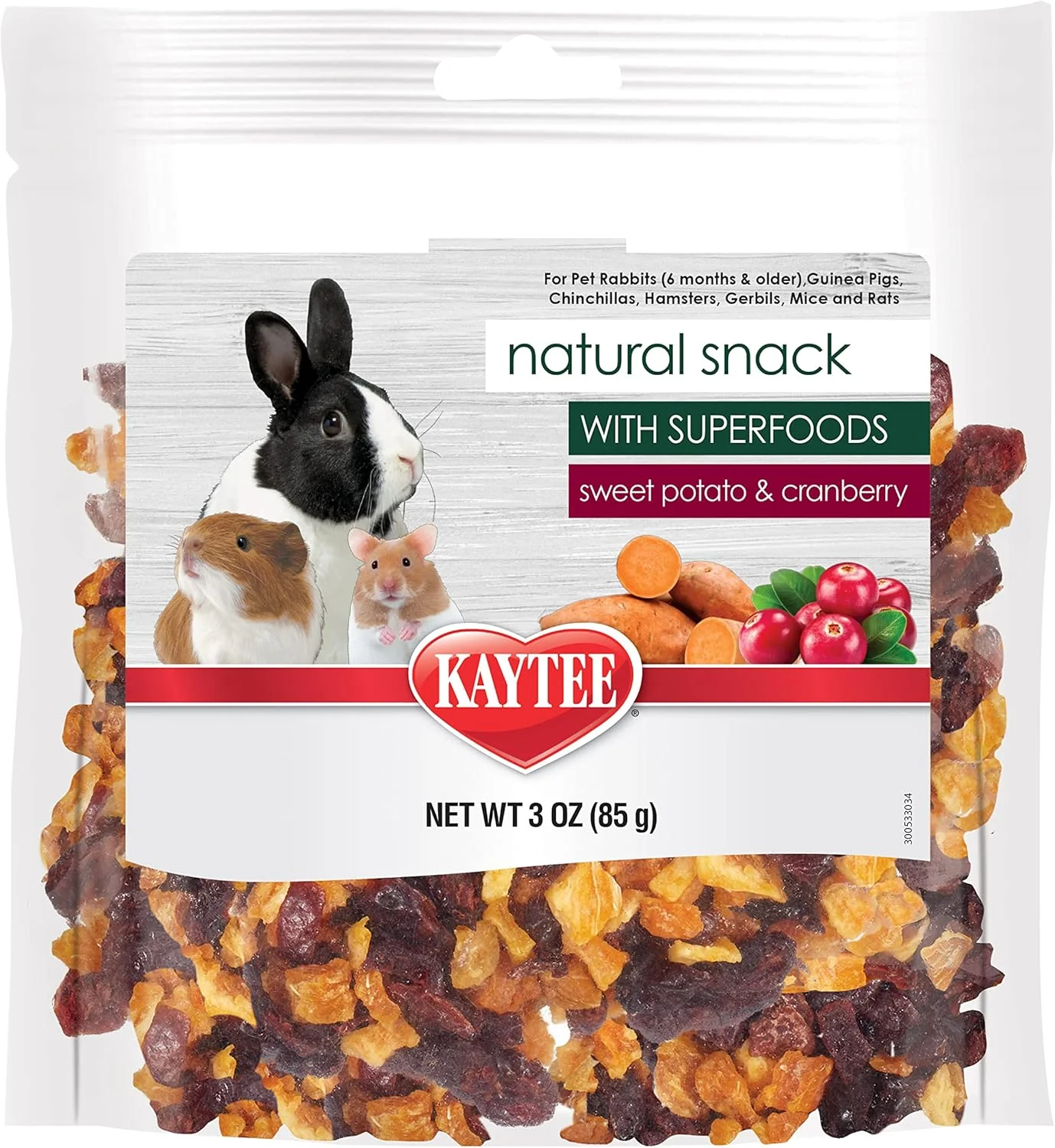 First-Class Kaytee Natural Snack with Superfoods For Pet Guinea Pigs Rabbits Hamsters and Other Small Animals Sweet Potato Cranberry 3 Ounces Verified