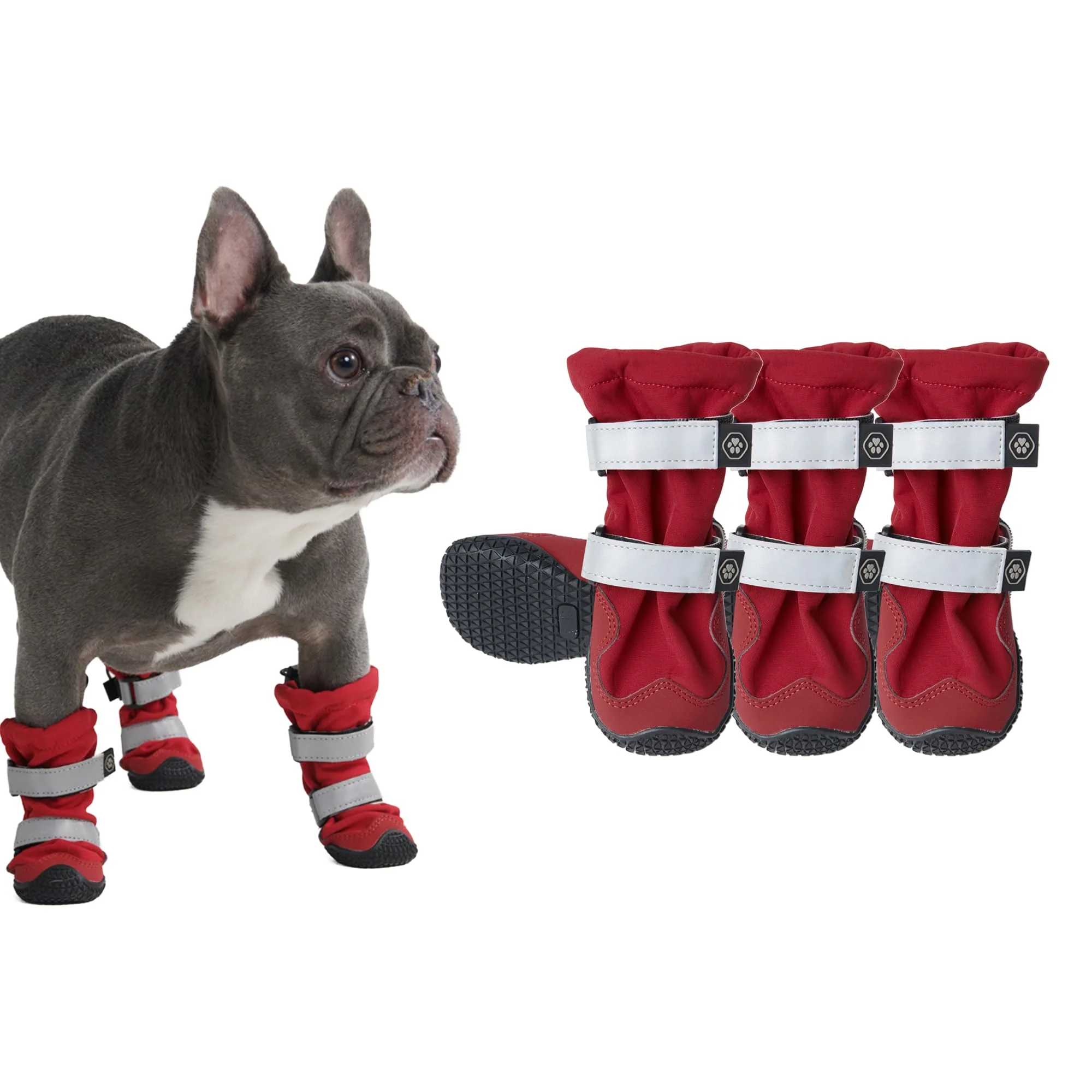 Relaxed Spark Paws Waterproof Dog Shoes for Medium–Large Dogs Non-Slip Breathable Red Boots – 4 Pack Size 2 Solid