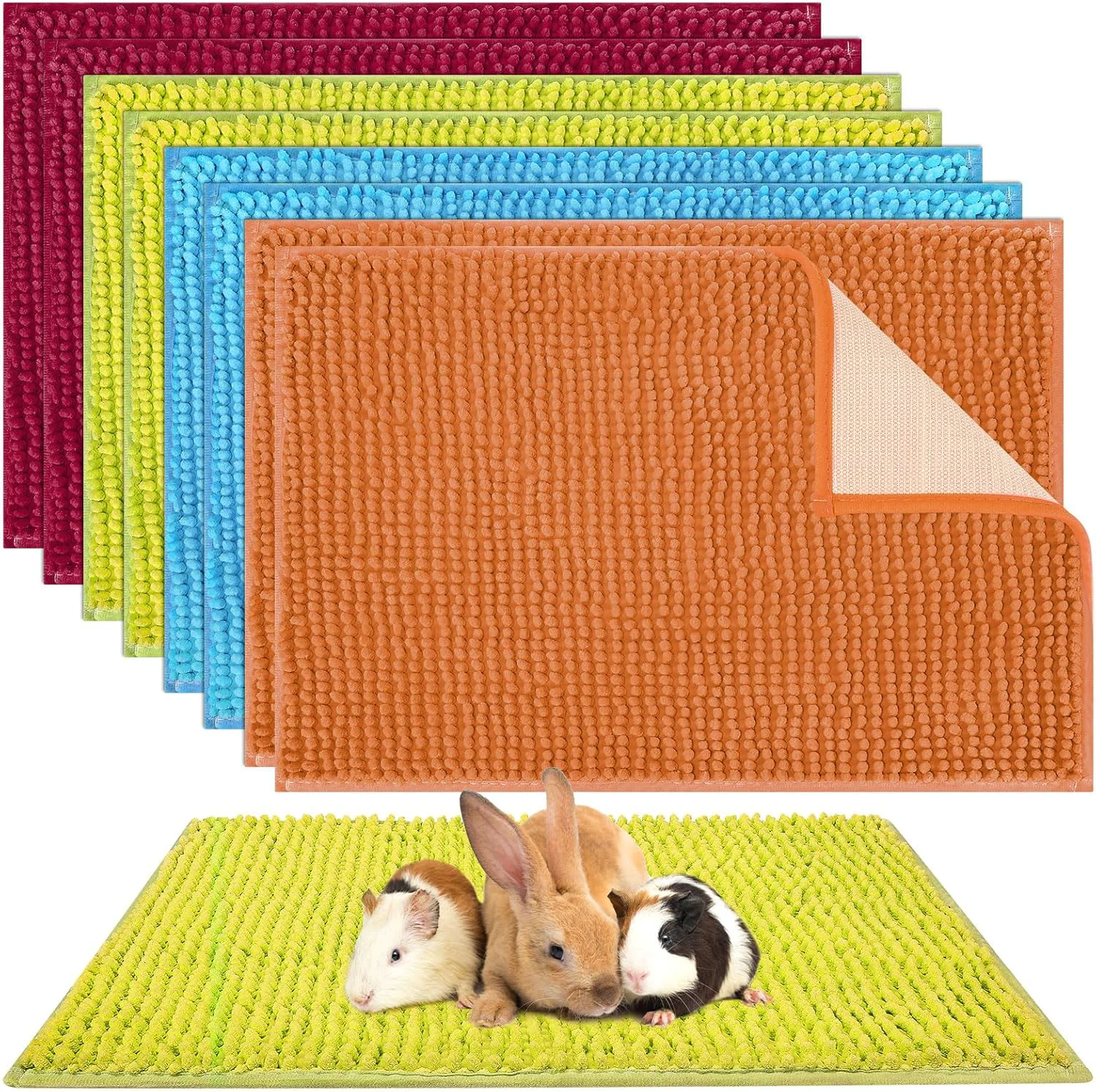Premium Material Barydat 8 Pcs Guinea Pig Cage Liner for Guinea Pig Cage Bedding Reusable Rabbit Mat Pad Washable Training Pad Animal Sleeping Bedding Mat 16x12'' Champagne Lake Blue Dark Purple Grass Green Enhanced