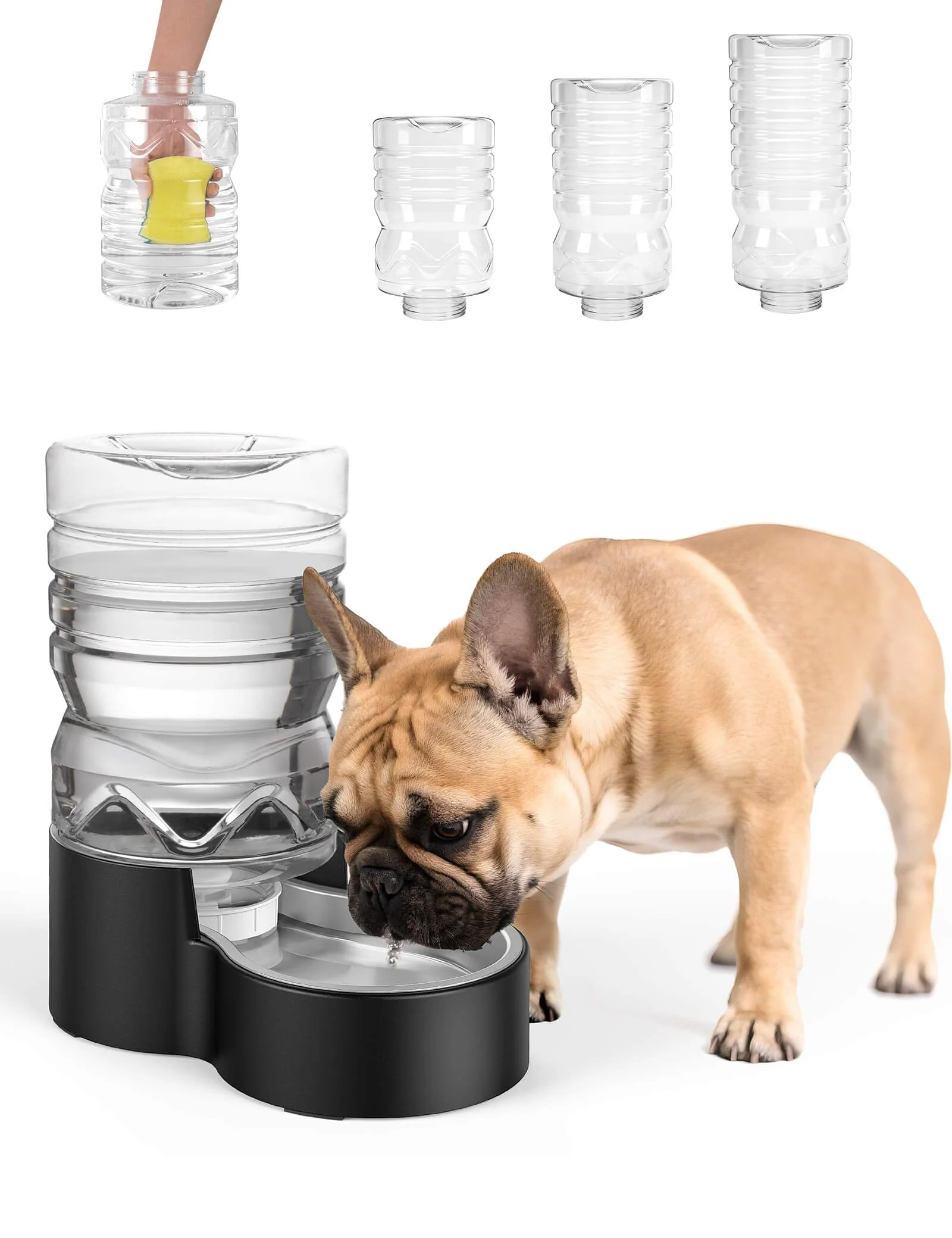 Recyclable Heouvo 1.7 Gallon Automatic Water Dispenser for Dogs Cats Wide Mouth Removable Bowl Functional