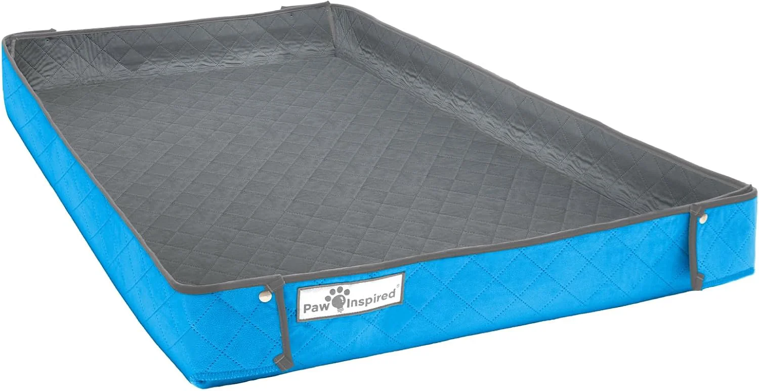 Secure Paw Inspired Critter Box Washable Cage Liner Reversible Fleece Bedding with Raised Sides for Guinea Pigs and Other Small Animals C C 2x3 14 Grids Gray Blue Powerful