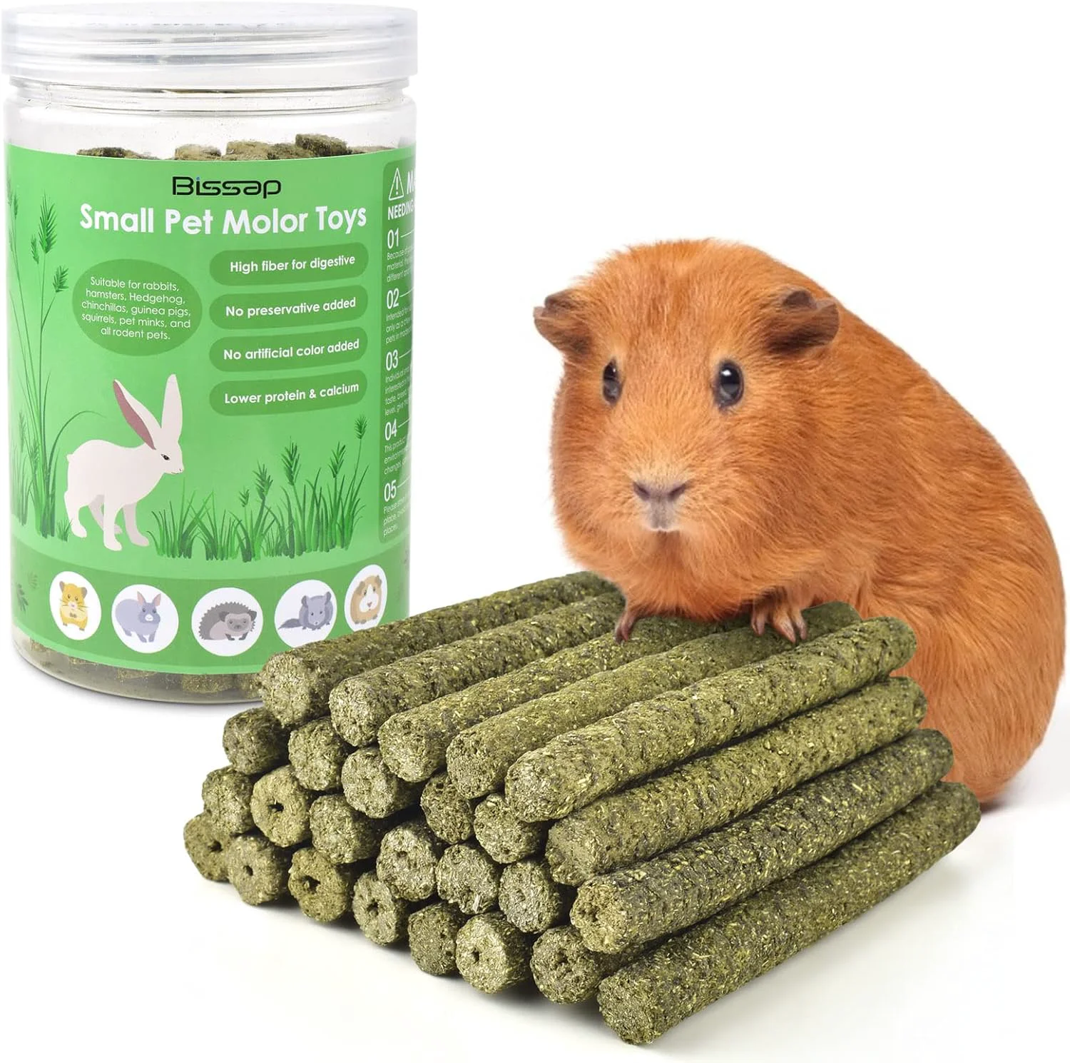 Original Bissap Timothy Hay Sticks for Rabbits 38PCS Natural Timothy Grass Molar Teeth Stick Chew Toys for Bunnies Chinchillas Guinea Pigs Hamsters and Other Small Animals Treats Outstanding