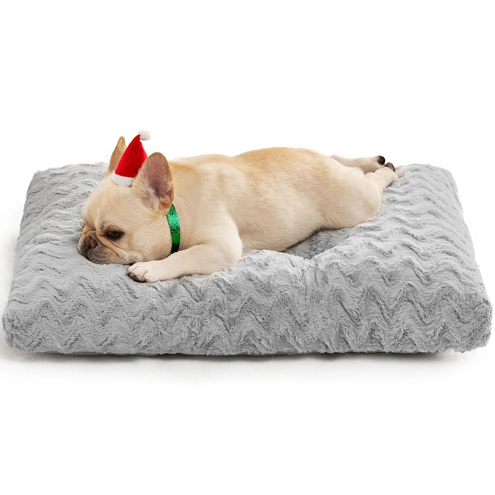 Easy-to-Use EHEYCIGA Washable Dog Crate Bed for Medium Dogs — Reversible Faux Fur Linen 29x21x3 in Grey Certified