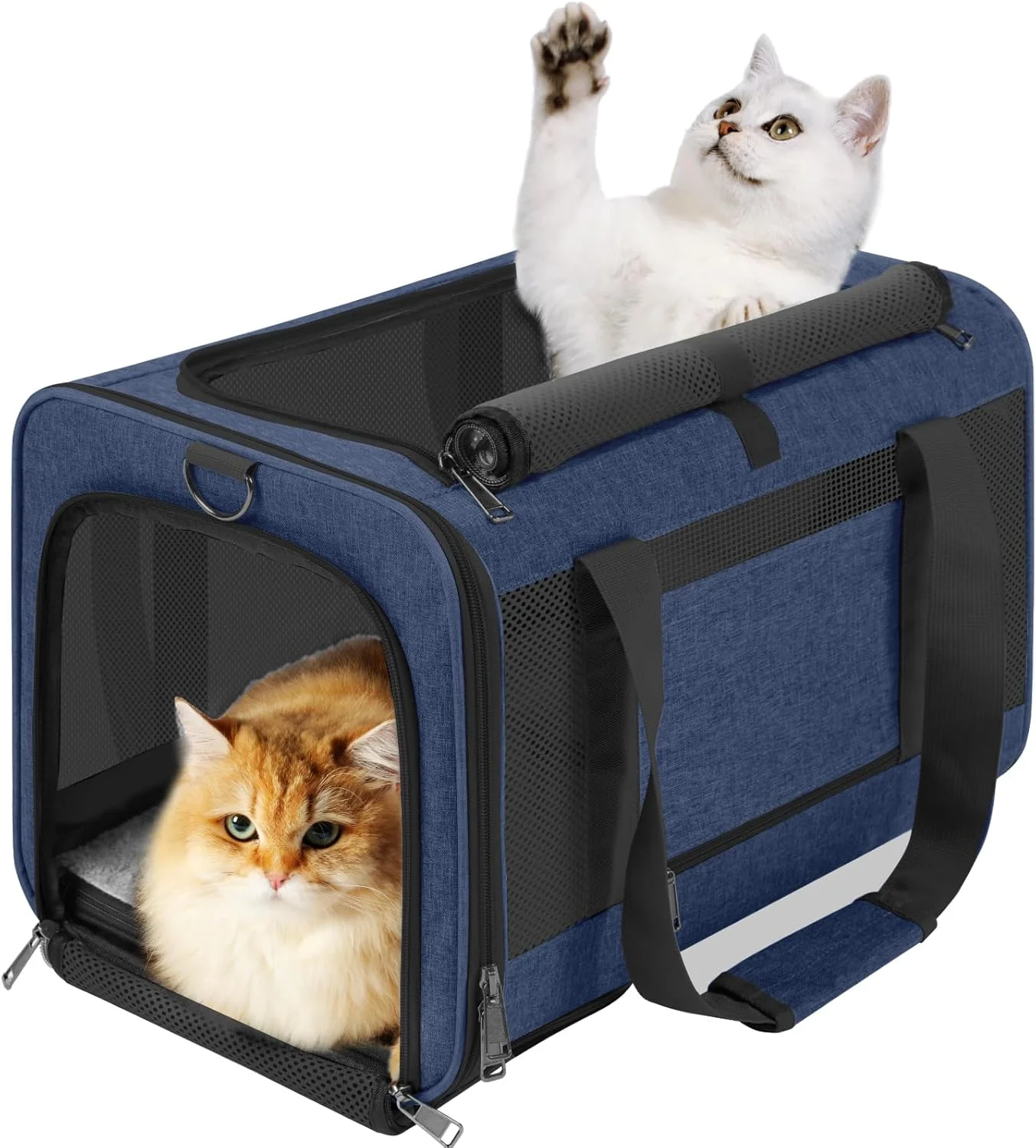 Practical Dog Carrier Soft Cat Crates Large Cat 20 to 25 pounds Softsided Pet Car Travel Carry Bag 15 Pound Puppy Top Open Transport Kennel Navy Healthy