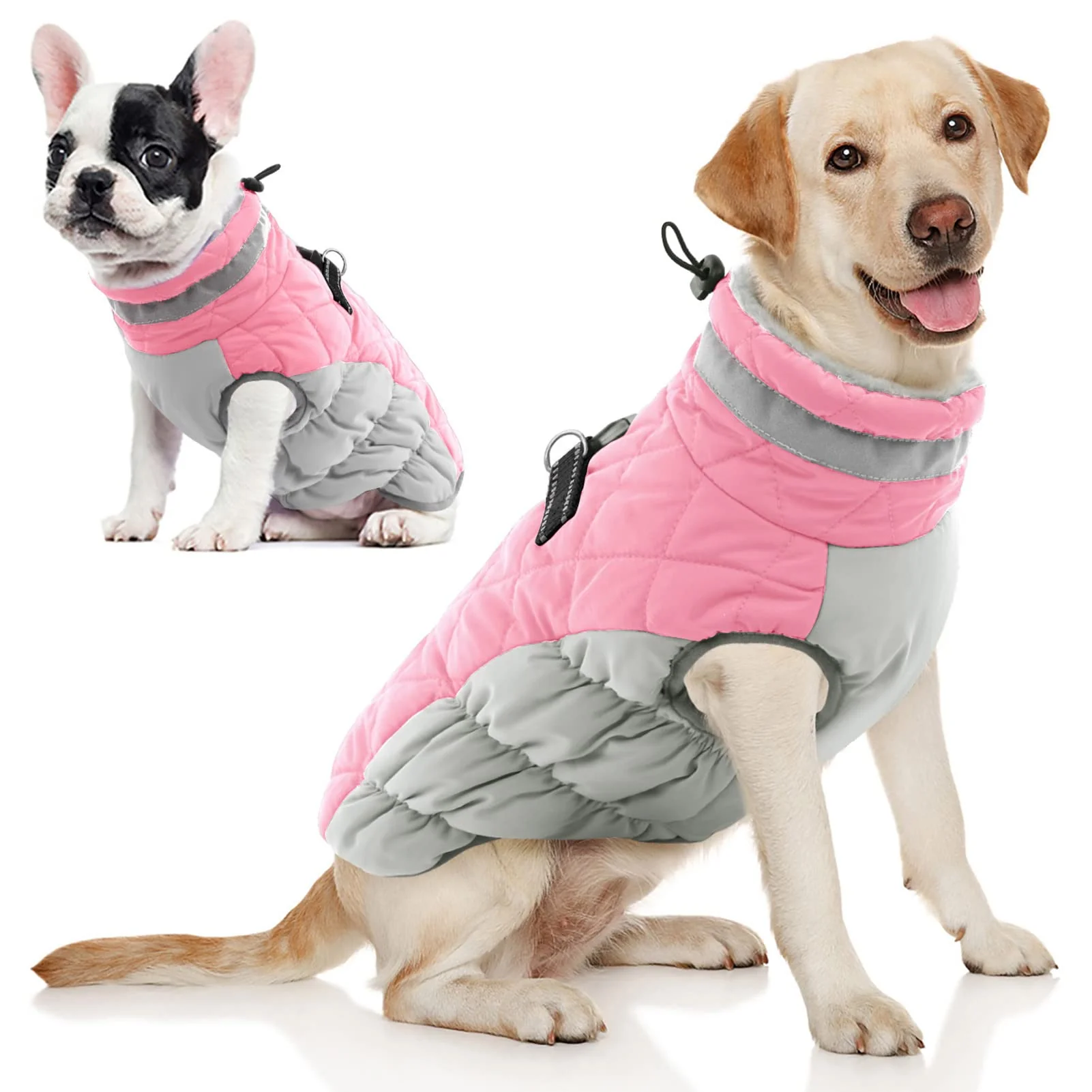 Fine Crafted AOFITEE Dog Coat - Warm Winter Jacket with Harness Reflective Waterproof Pink S High-Performance