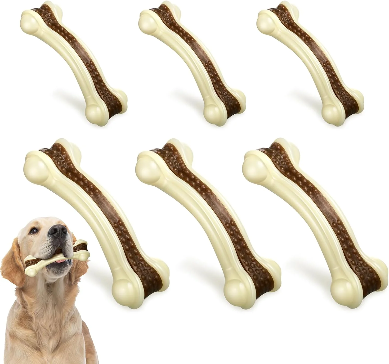 High-Quality Sosation 6 Pcs Dog Toys for Aggressive Chewers Nylon Beef Flavor Bones Tough Puppy Teething Toys Puppy Chew Bones for Large Medium Small Breed Dogs Puppies Pets Chew Toys Large Medium Stylish