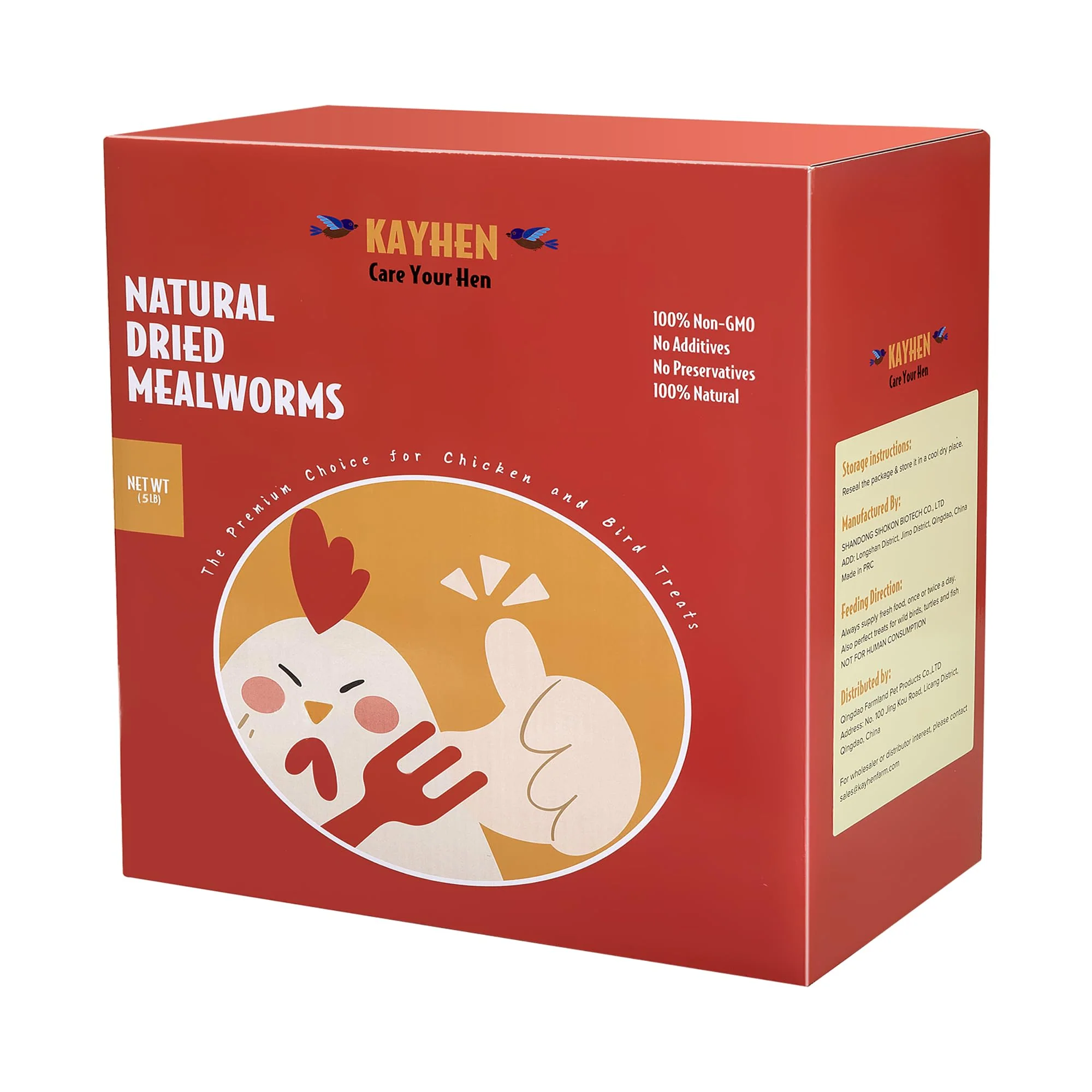 Authentic KAYHEN Dried Mealworms for Chickens 5LB – High-Protein Non-GMO Chicken Feed Original Design