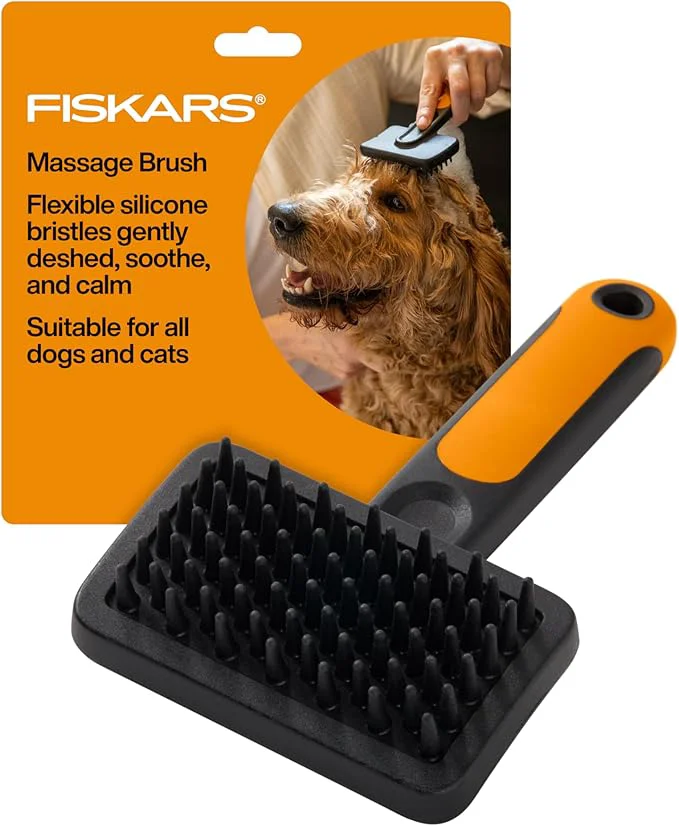 Responsible Fiskars Pet Cat and Dog Brush Fine Bristles SoftGrip Handle for Gentle Grooming and Deshedding Cat and Dog Supplies Orange BlackAbout ThisOverview Relaxed