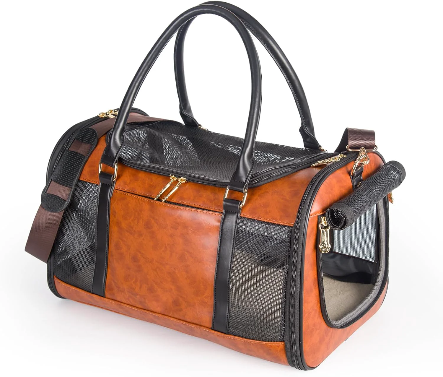 High-Performance Dog Soft-Sided Carriers Pet Carrier for Small Dogs Cats Fashion PU Leather Small Dog Carrier Pet Purse Airline Travel Pet Carrier for Puppy Kitten Small Animals Professional