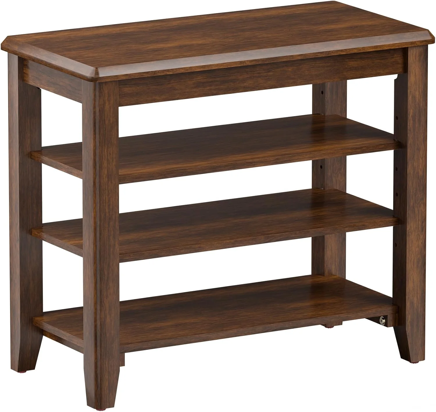High-End Shoe Bench Storage Rubberwood Entryway Bench with 3-Tiers Height Adjustable Shoe Rack Front Door Entrance Organizer for Hallway Living Room Mudrooms Walnut 23.6 Artisan