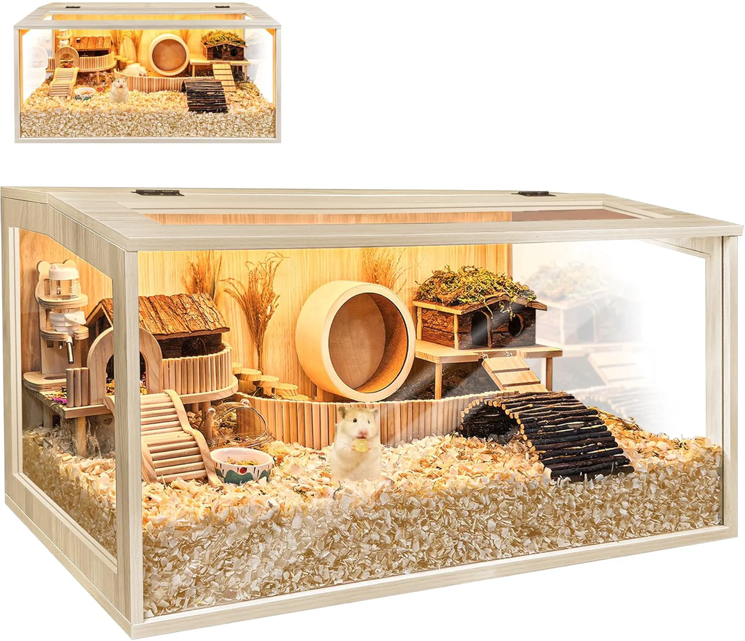 Lightweight Hamster Cage Chewproof Large Hamster Cages and Habitats Openable Top with Acrylic Sheets Solid Built Eco-Friendly