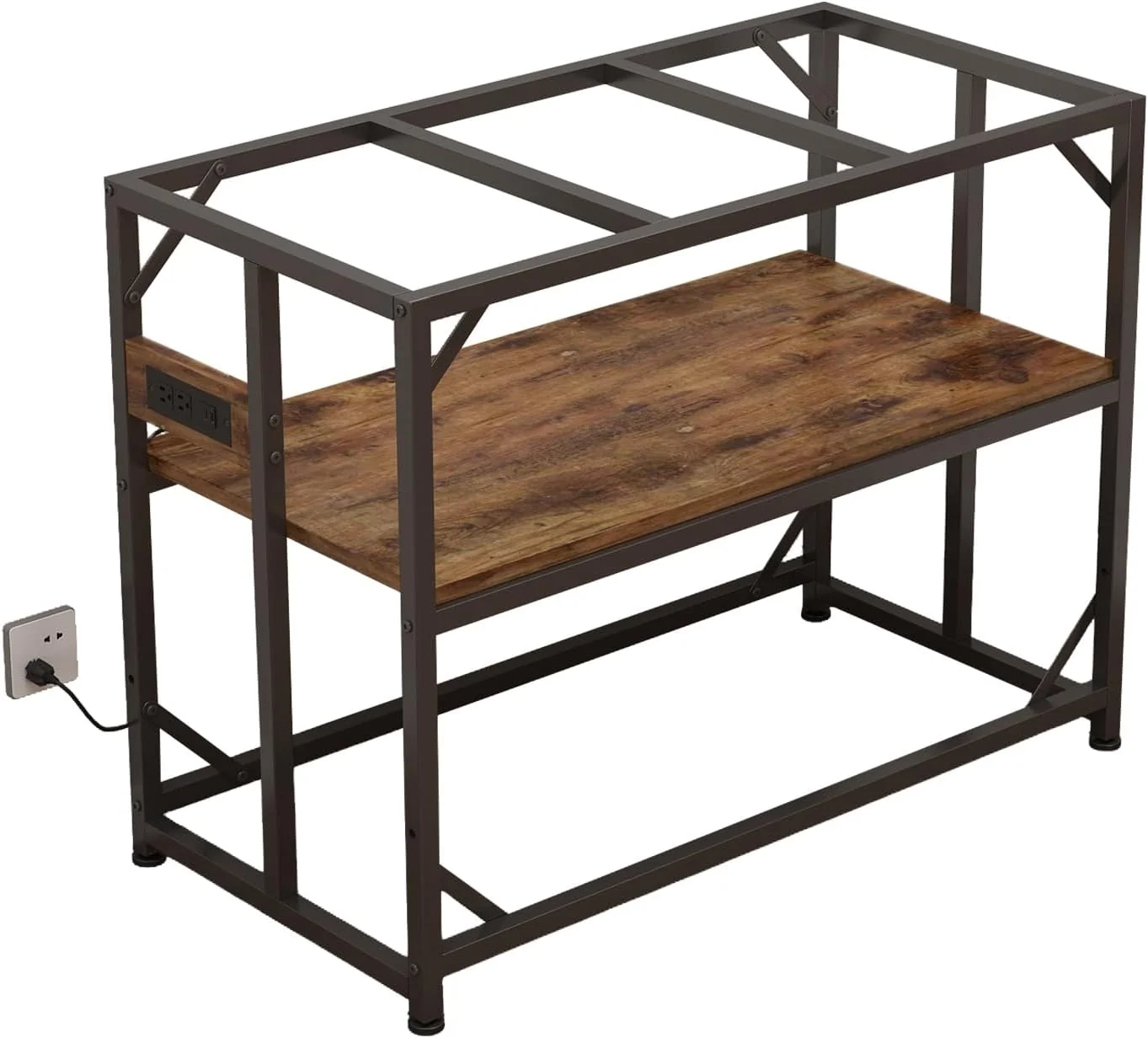 Organic Sturdy Metal Aquarium Stand with Power Outlets Adjustable Storage Cabinet - 660LBS Capacity Rustic Brown - Suitable for 40 Gallon Fish Tank Turtle Tank Fish Tank Stand for Organization and Convenience Original