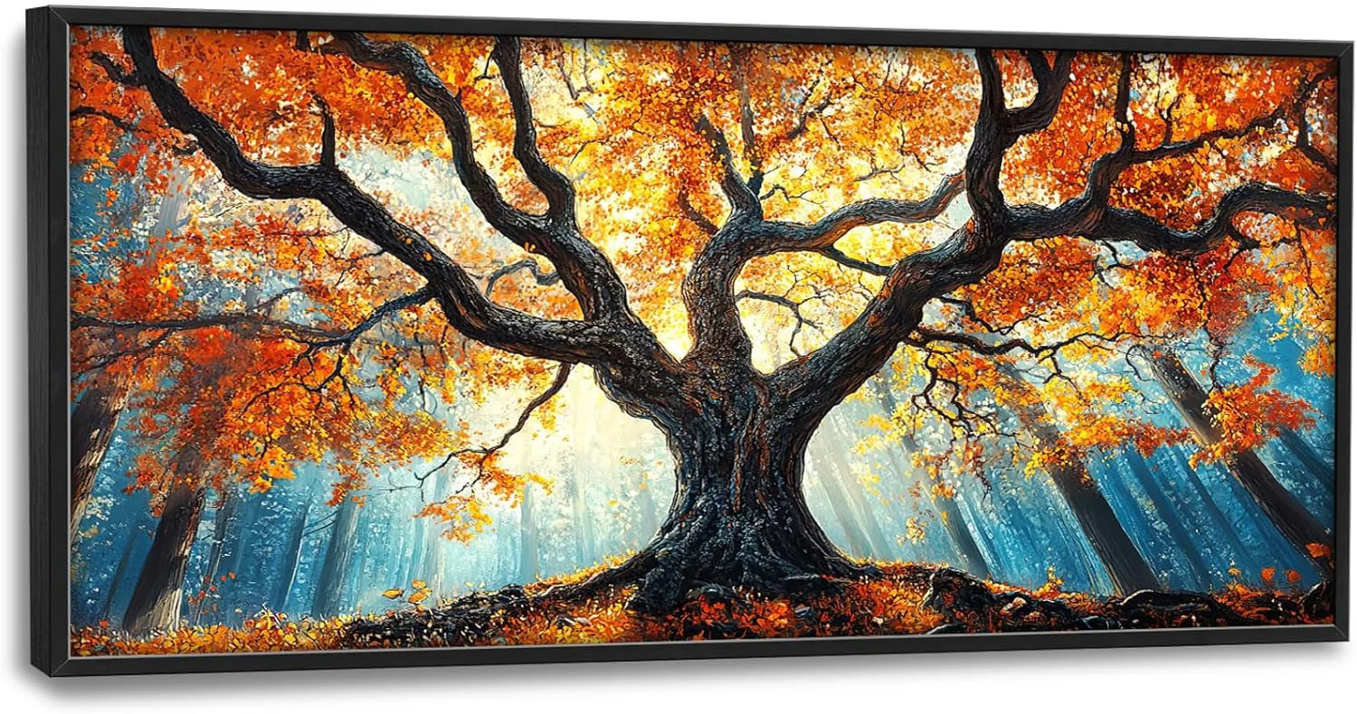 Fast Extra Large Tree of Life Framed Wall Art for Living Room Fall Autumn Forest Sunrise Landscape Pictures Wall Decor Nature Canvas Print Painting Modern Artwork Bedroom Office Bathroom 60L x 30W Superior