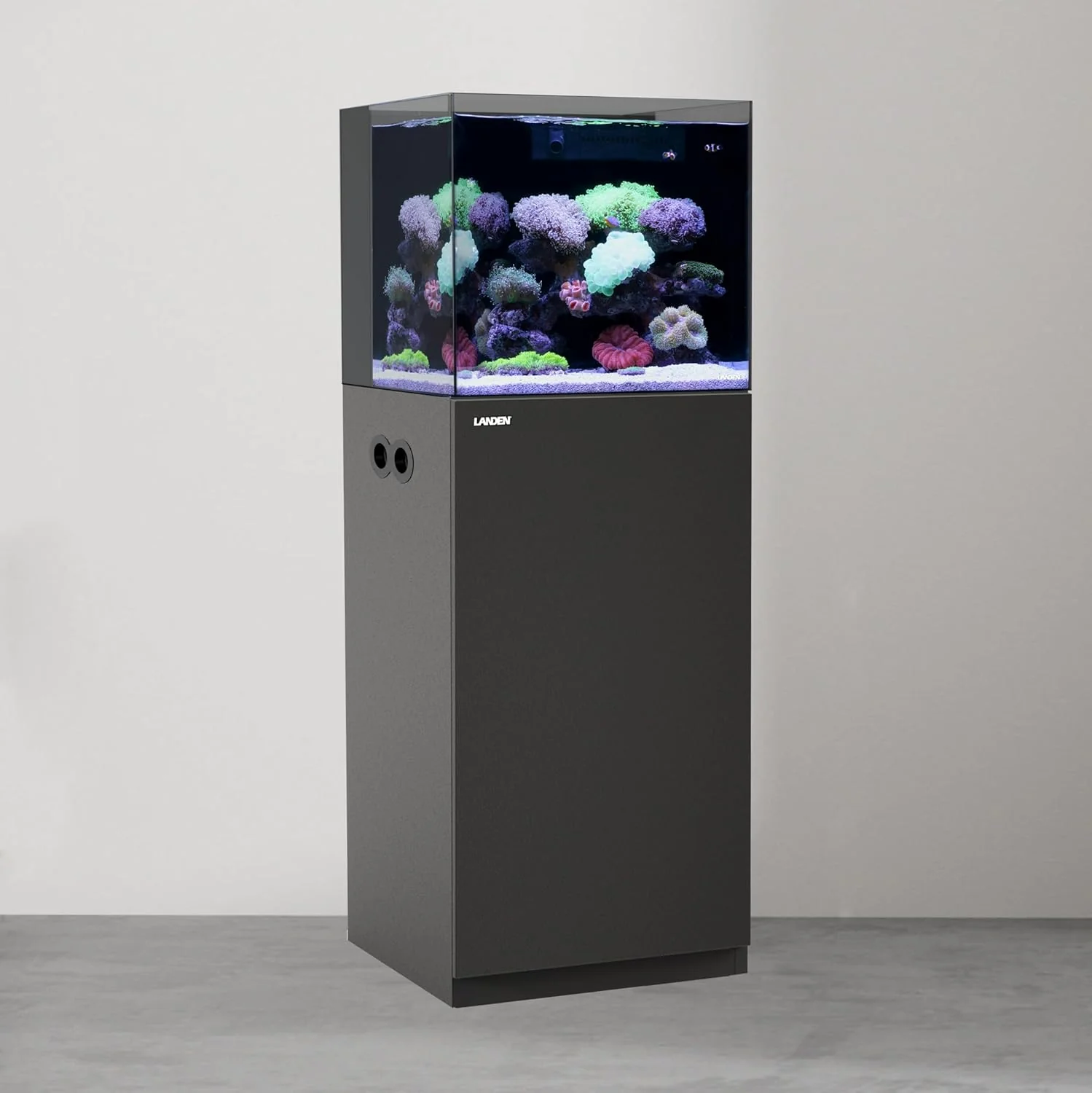 Minimalist Landen Aquarium Wooden Stand and Cabinet for up to 20 Gal Tank Fish Reptile Sea Salt Water Tank Stand Nano Foam Leveling Mat Included W17.7xD17.7xH31.49 in Wooden Matte Black Painted Stand Only Original Design