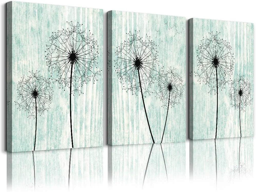 Proven light green background Dandelion Canvas Wall Art Paintings for Living Room Canvas Print Wall Artworks Bedroom Decoration 3 piece Framed office kitchen bathroom Wall decor posters Home Decorations Professional