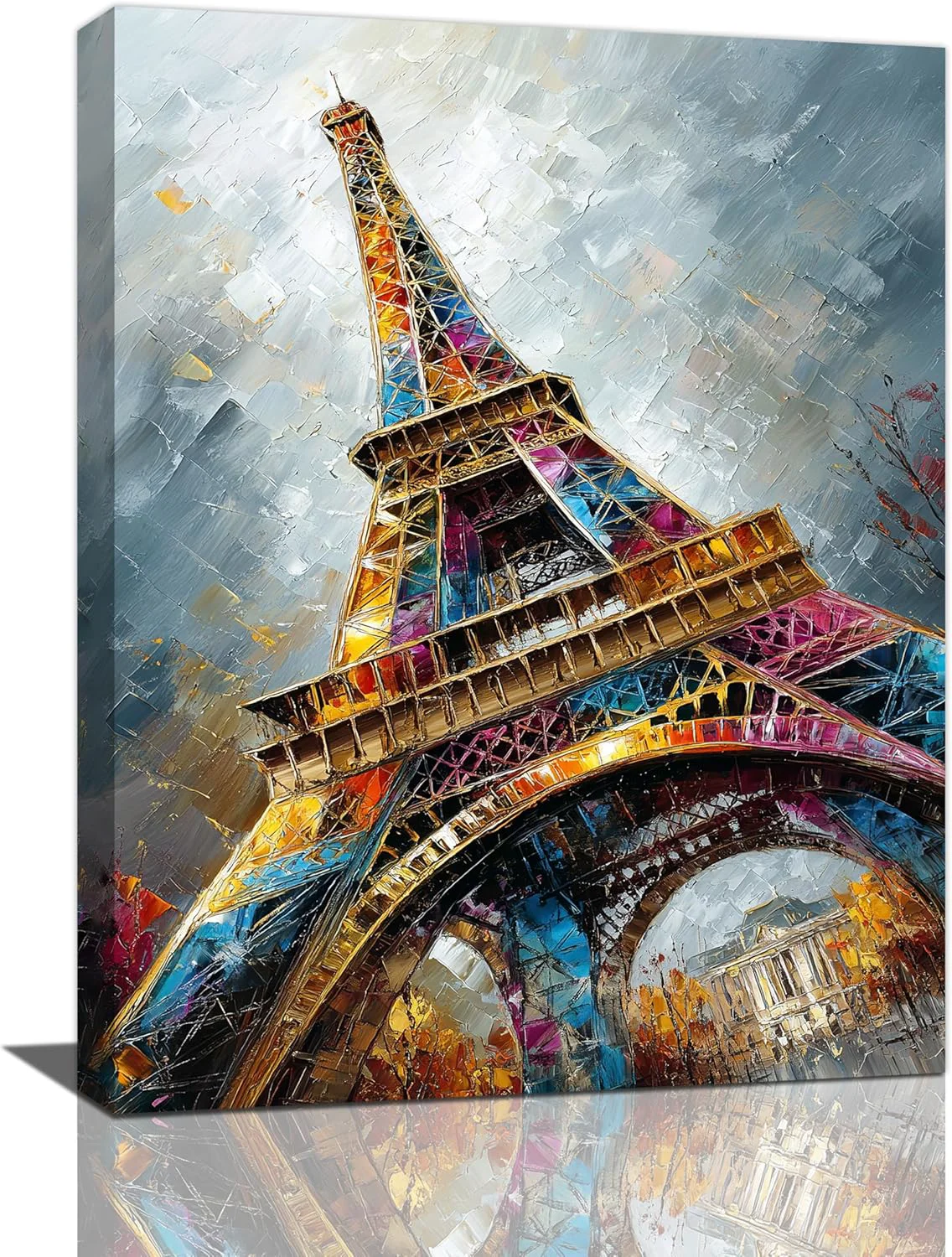 High-Grade Paris Eiffel Tower Wall Art Paris Architecture Canvas Wall Decor Europe City Eiffel Tower Pictures Painting Print Artwork Framed Decorations Gifts for Living Room Bedroom Office 12 x16 Natural