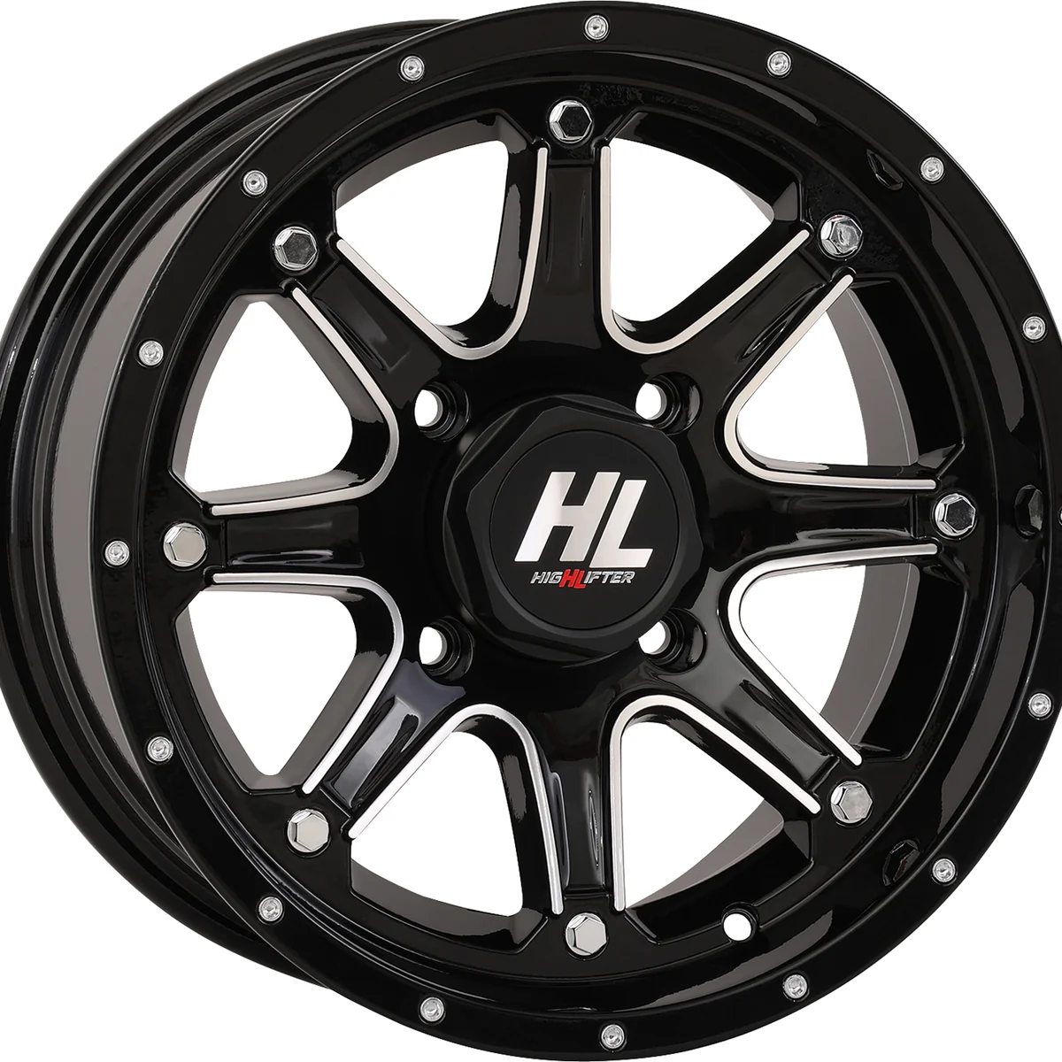 Green HIGH LIFTER Wheel - HL4 - Front Rear - Gloss Black w Machined - 14x7 - 4 156 - 4 3 5 mm 14HL04-1156 Casual