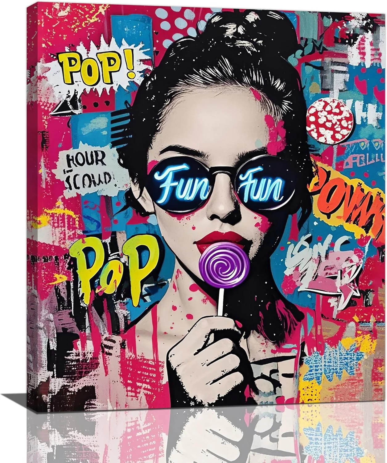 Official Fashion Women Wall Art Glam Modern Artwork for Girls Banksy Street Graffiti Pop Art Canvas Pictures Painting Print Framed Decorations Gifts for Bedroom Living Room Office 20 x24 Luxury
