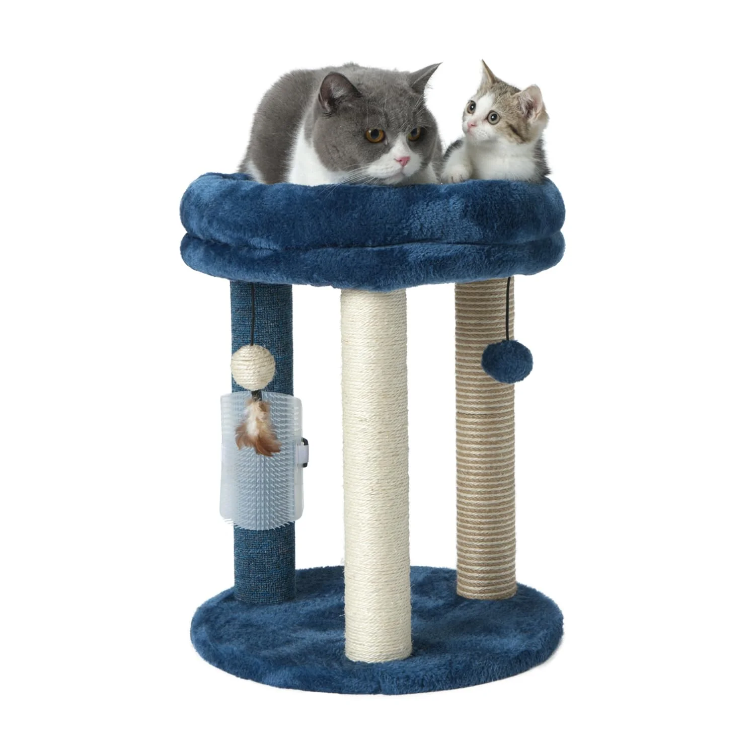 Flexible MECOOL Cat Scratching Post Tree with Tower Soft Bed — 4-in-1 Indoor Cat Furniture Blue Fine
