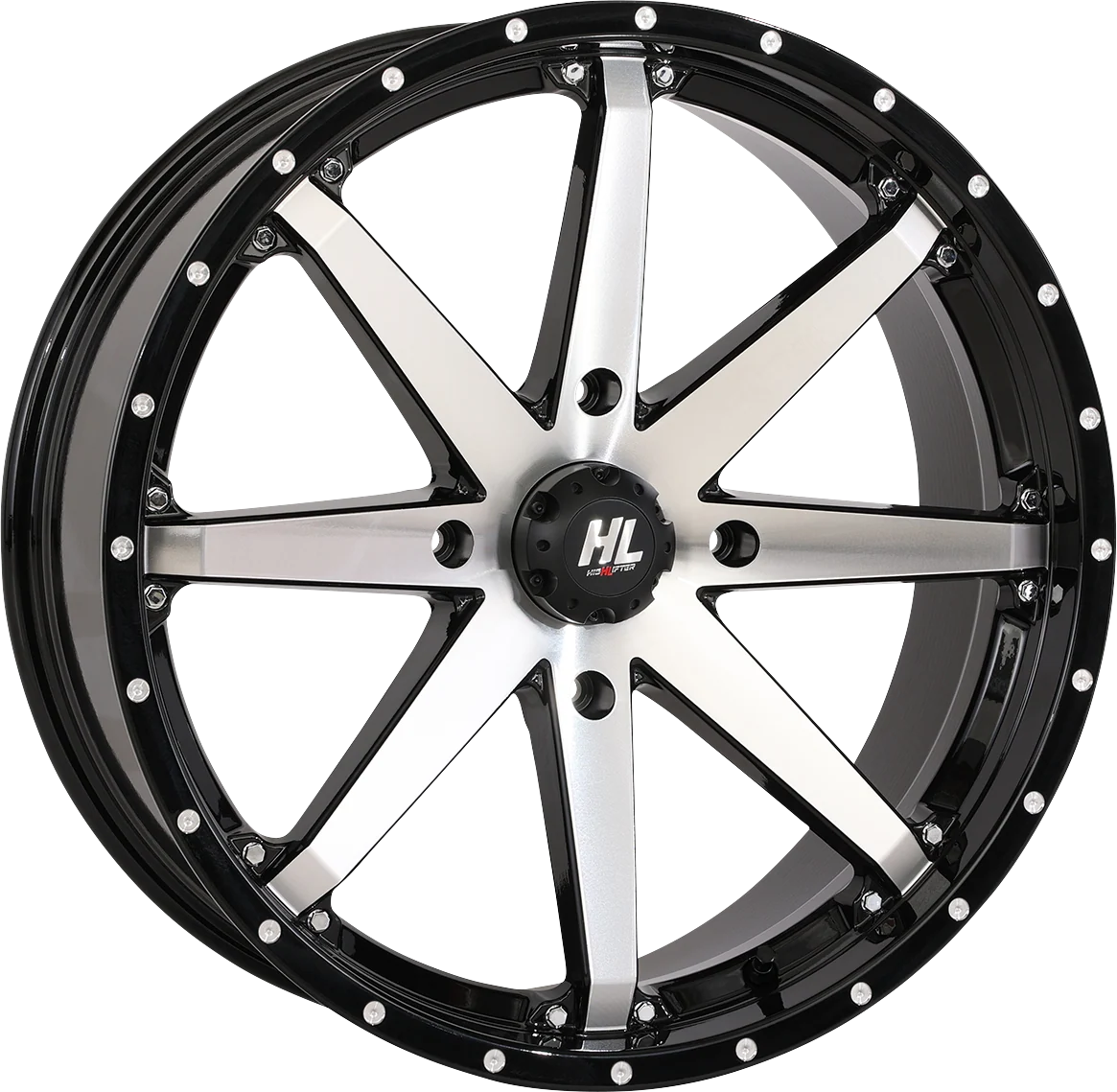 Functional HIGH LIFTER Wheel - HL10 - Front Rear - Gloss Black w Machined - 20x7 - 4 156 - 4 3 10 mm 20HL10-1156 Smooth