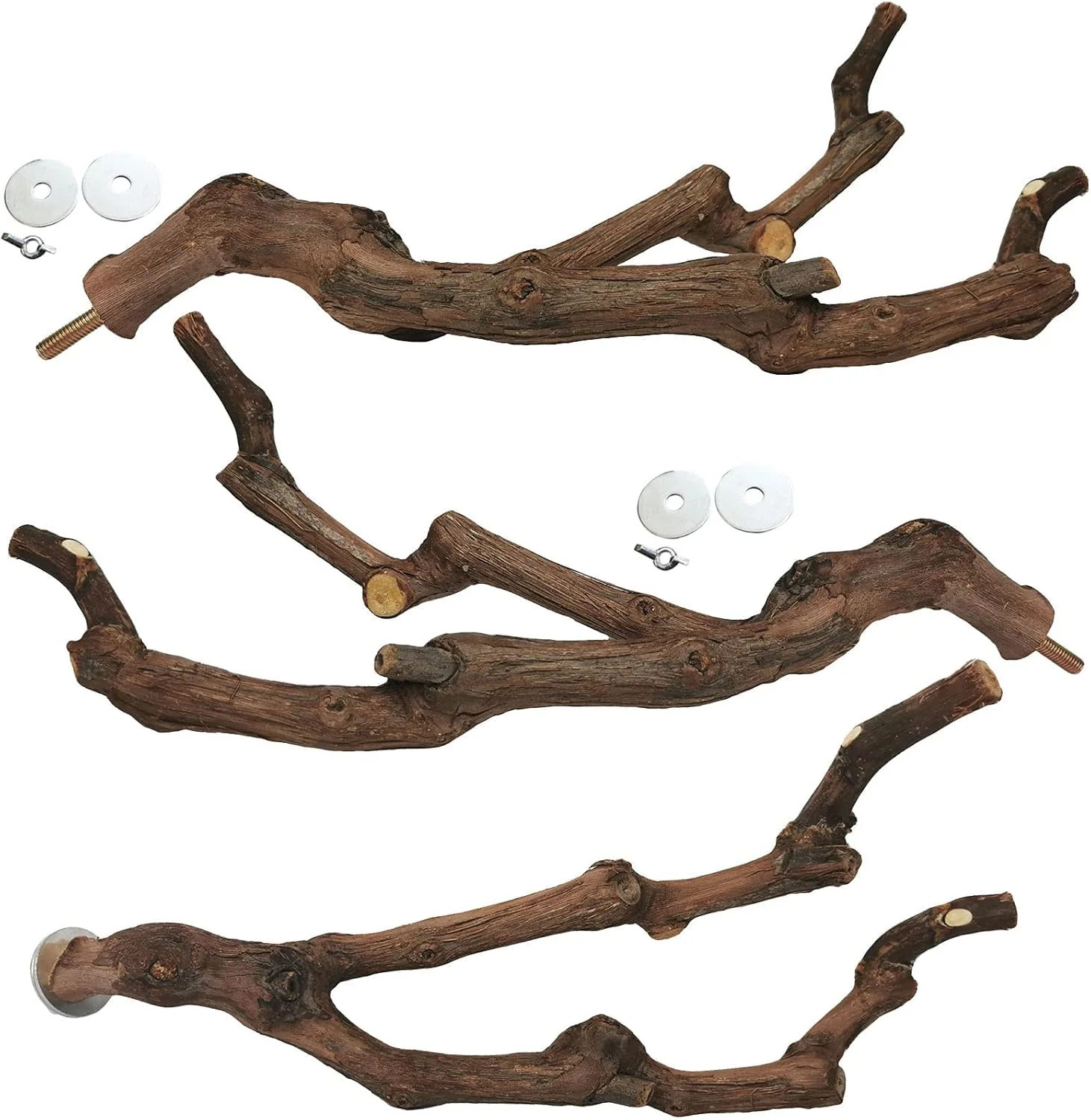Healthy kathson Natural Parrot Perch Bird Stand Pole Wild Grape Stick Paw Grinding Fork Parakeet Climbing Standing Branches Toy Chewable Cage Accessories for Small Budgies Cockatiels Lovebirds 3PCS Expertly Made