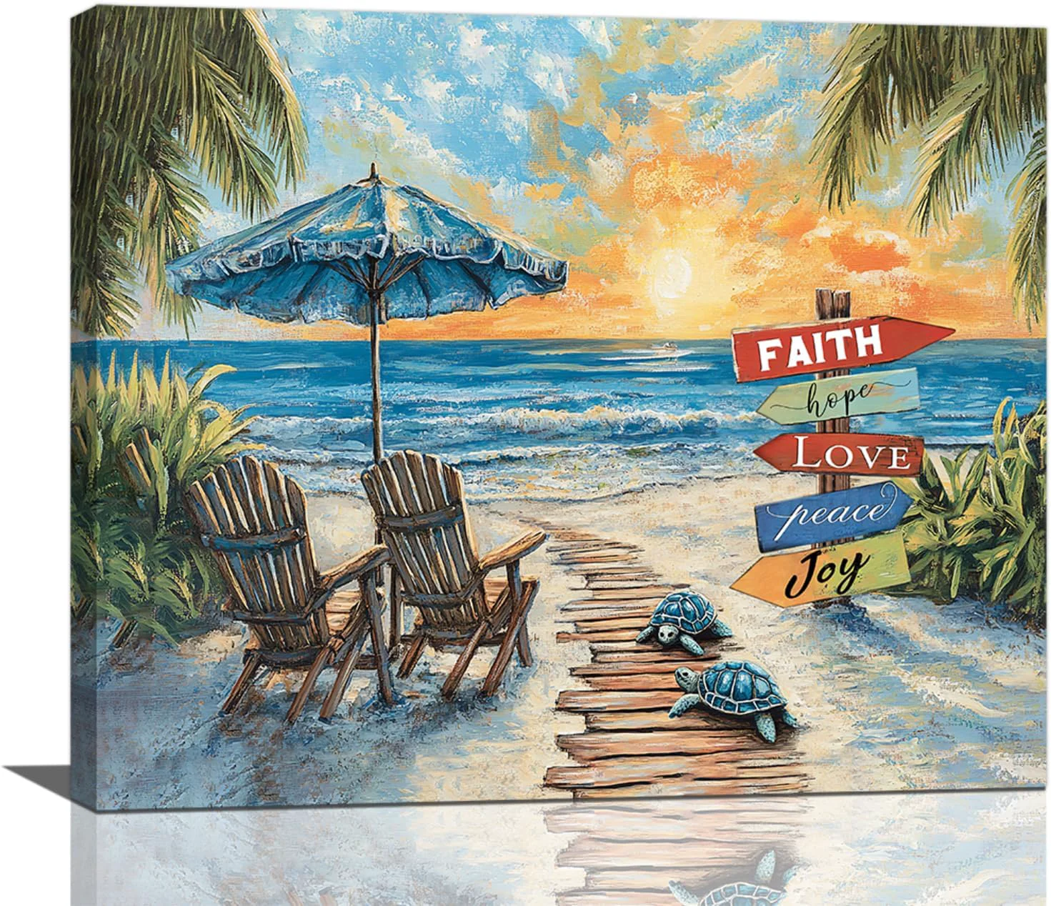 Official Beach Ocean Bathroom Pictures Wall Art Seaside Coastal Bathroom Wall Decor Sunrise Framed Painting Canvas Artwork for Bedroom Living Room Decorations 16 L x 12 W Modern