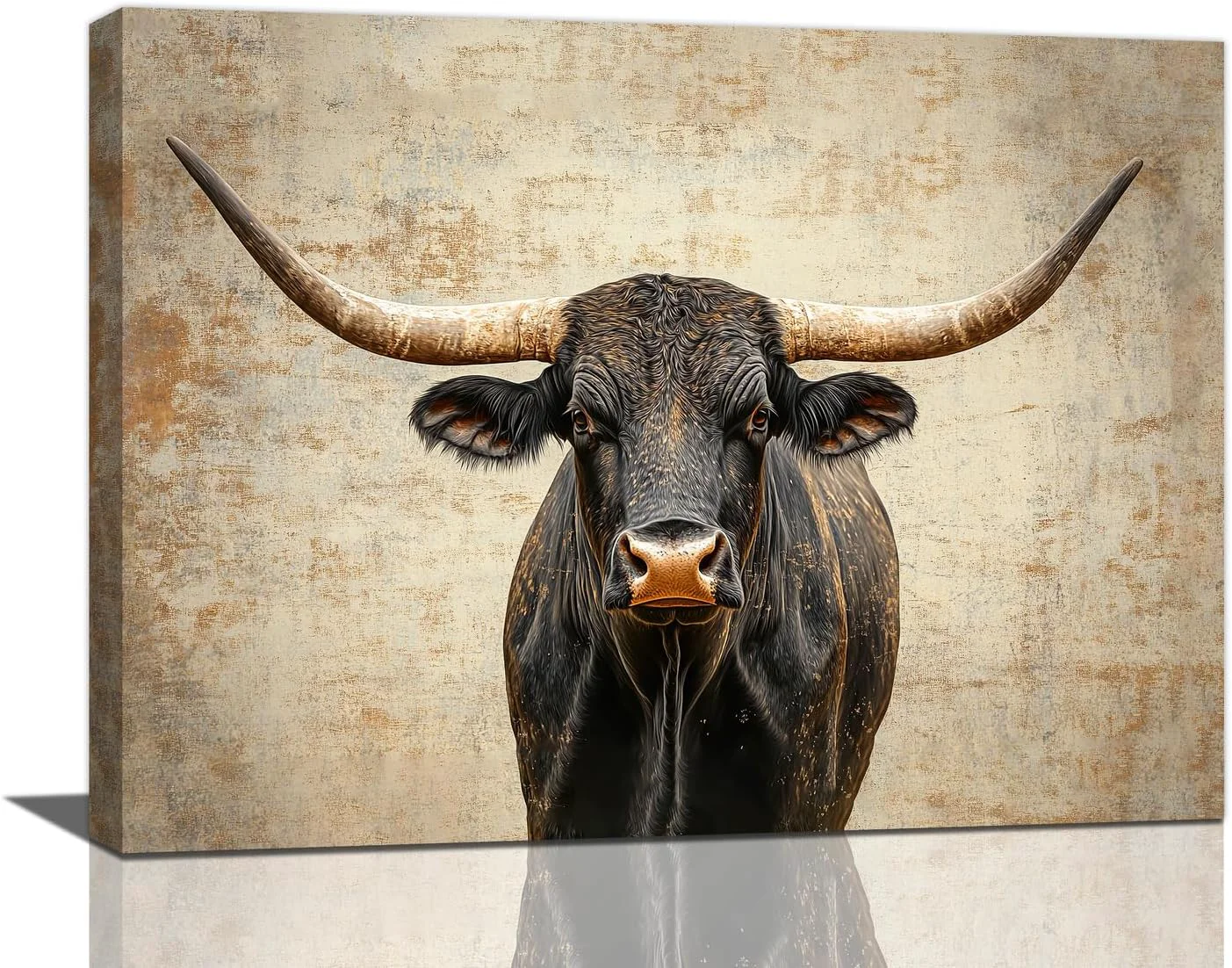 Practical Rustic Highland Cow Pictures Wall Art Farmhouse Black Cow Bathroom Wall Decor Animal Framed Painting Canvas Artwork for Bathroom Bedroom Living Room Decorations 20 L x 16 W Powerful