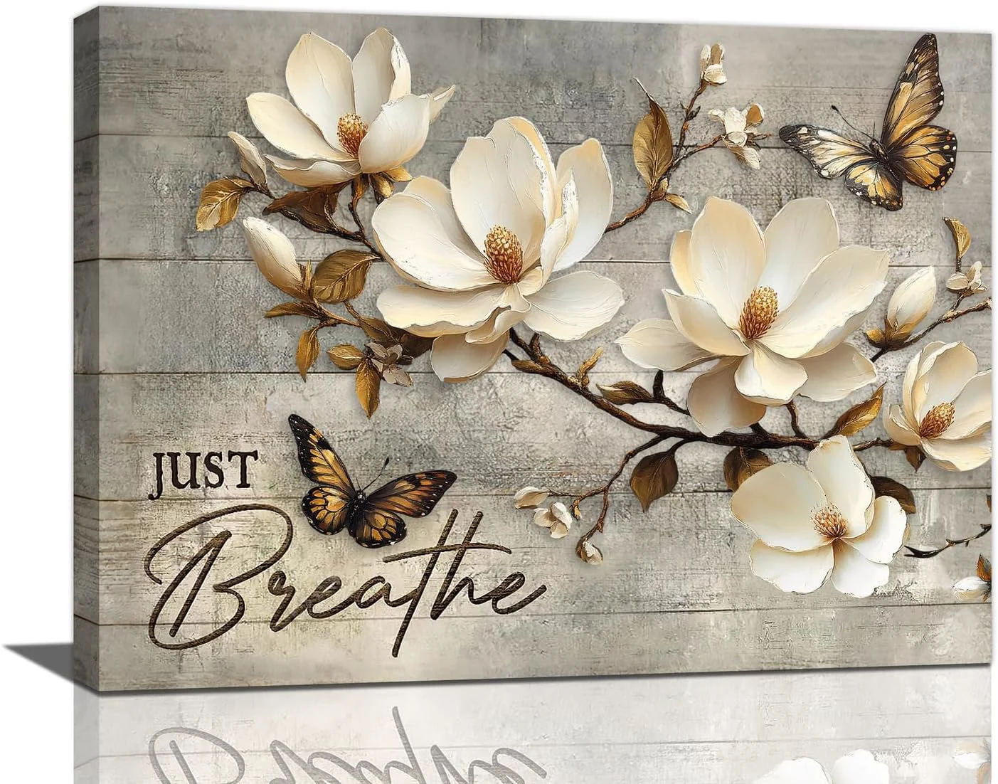 Responsible Floral Magnolia Bathroom Pictures Wall Art Just Breathe Bathroom Wall Decor Flower Butterfly Framed Painting Canvas Artwork for Bedroom Living Room Decorations 16 L x 12 W Top-Quality