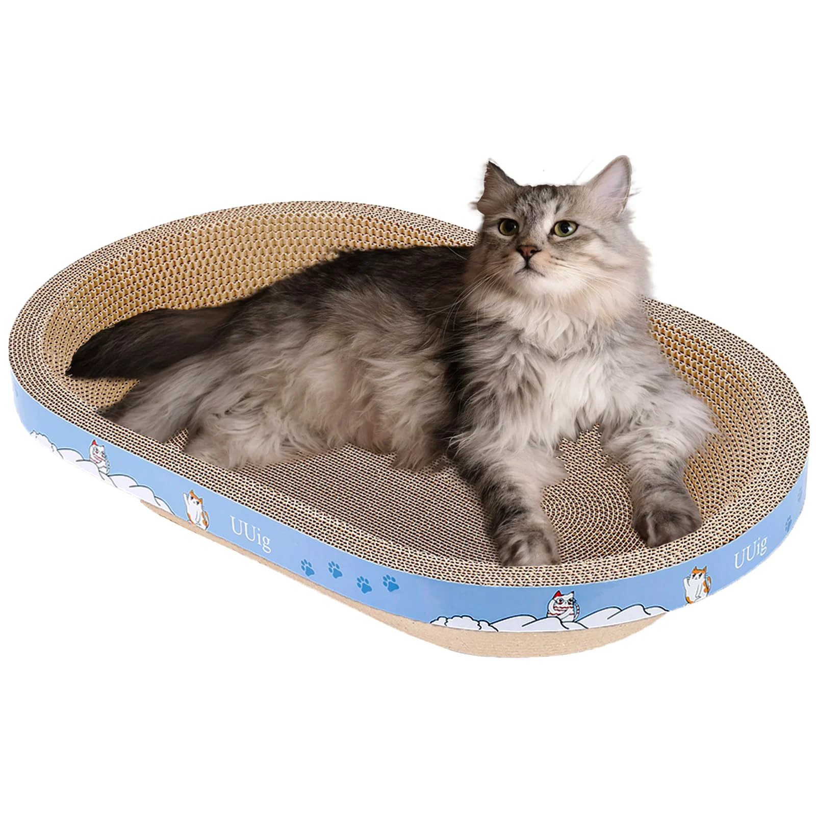 Natural UUig Cat Scratcher Bed — Large Cardboard Cat Scratcher with Catnip No Assembly Reusable