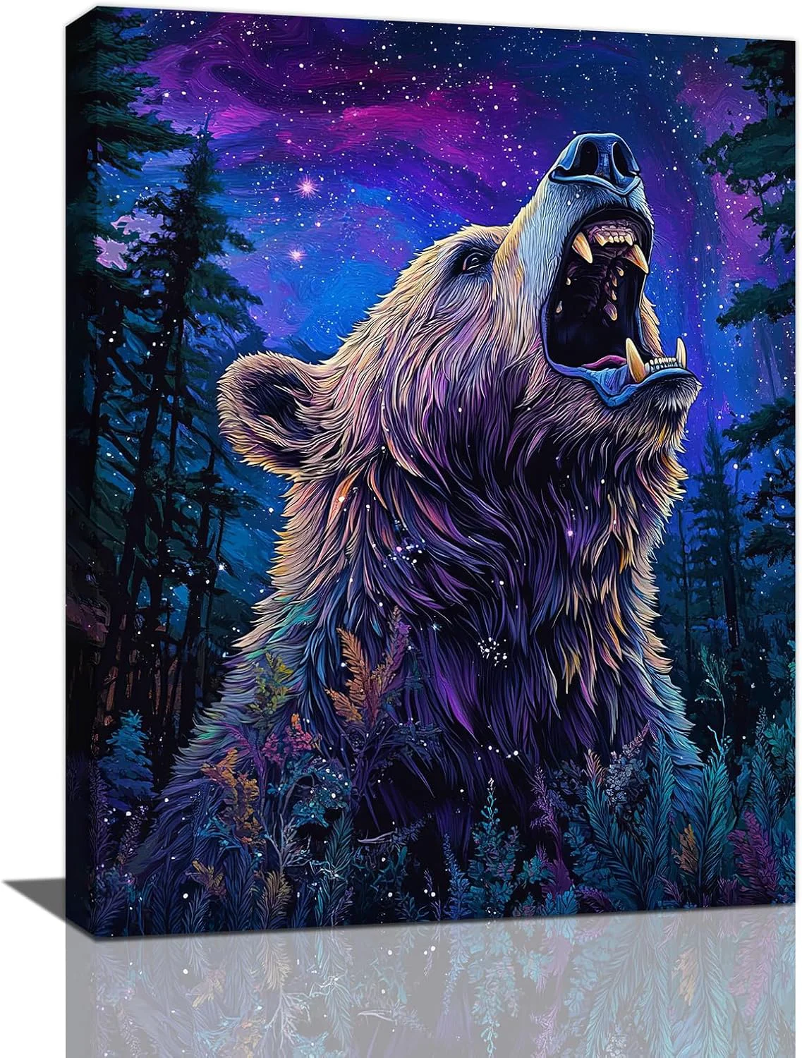 Next-Generation Bear Forest Wall Art Canvas Animal Wall Decor Prints Framed Painting Pictures Gifts Artwork for Bathroom Kitchen 12 x16 Premium Material
