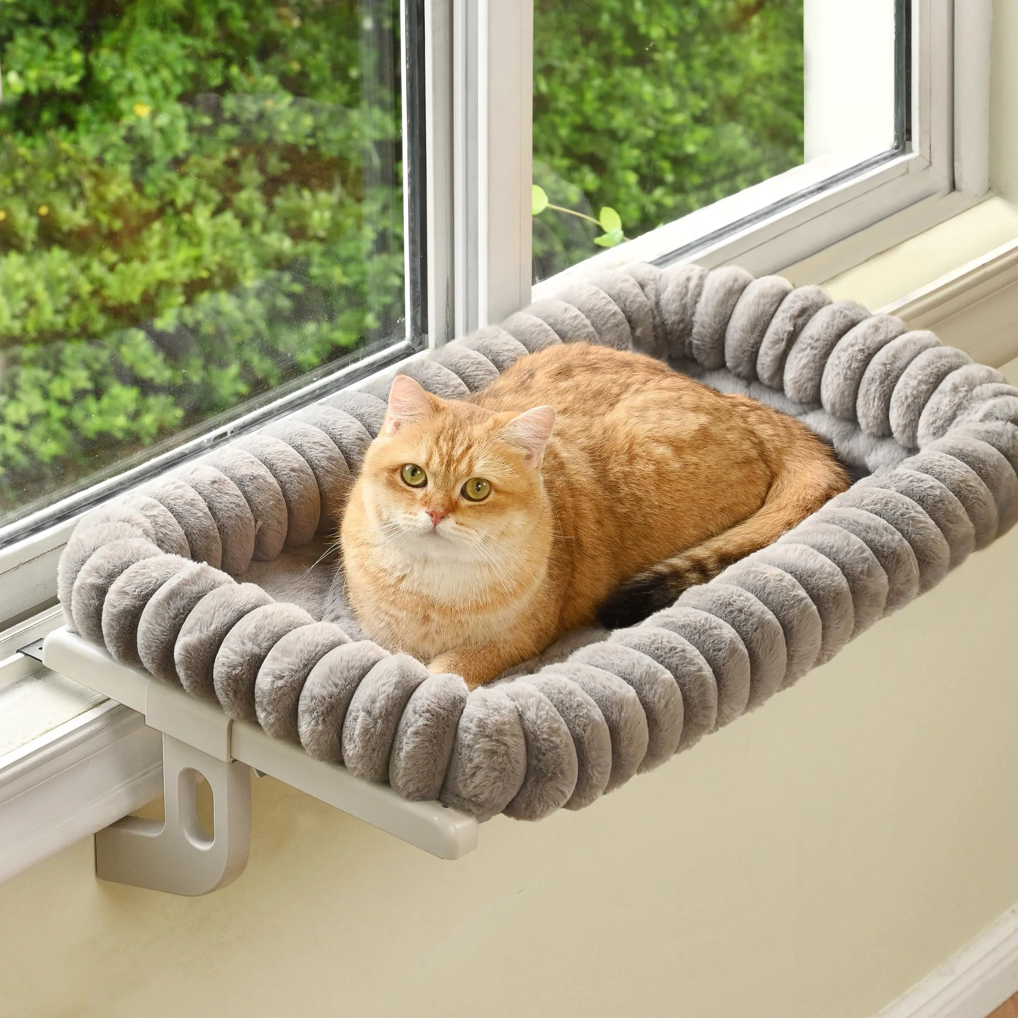 Reusable Zoratoo Cloud-Cuddle Cat Window Perch — 4-Sided Bolster Easy Assembly Heavy-Duty Window Seat Gray Large Stylish