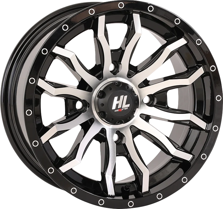 Easy-to-Use HIGH LIFTER Wheel - HL21 - Front Rear - Gloss Black w Machined - 22x7 - 5 4.5 - 4 3 10 mm 22HL21-1145 Clean