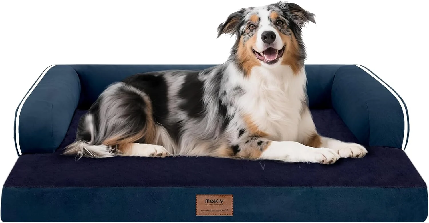Smart Extra Large Dog Bed-Orthopedic Waterproof XL Dog Bed for XLarge Extra Big Dogs - Foam Couch Sofa Washable with Removable Cover-Navy Blue Flexible
