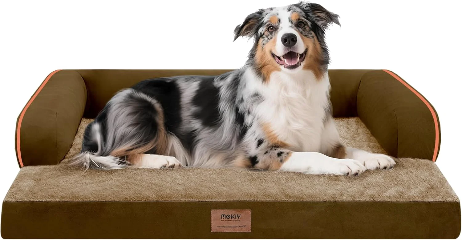 Outstanding Extra Large Dog Bed-Orthopedic Waterproof XL Dog Bed for XLarge Extra Big Dogs - Foam Couch Sofa Washable with Removable Cover-Brown High-Performance