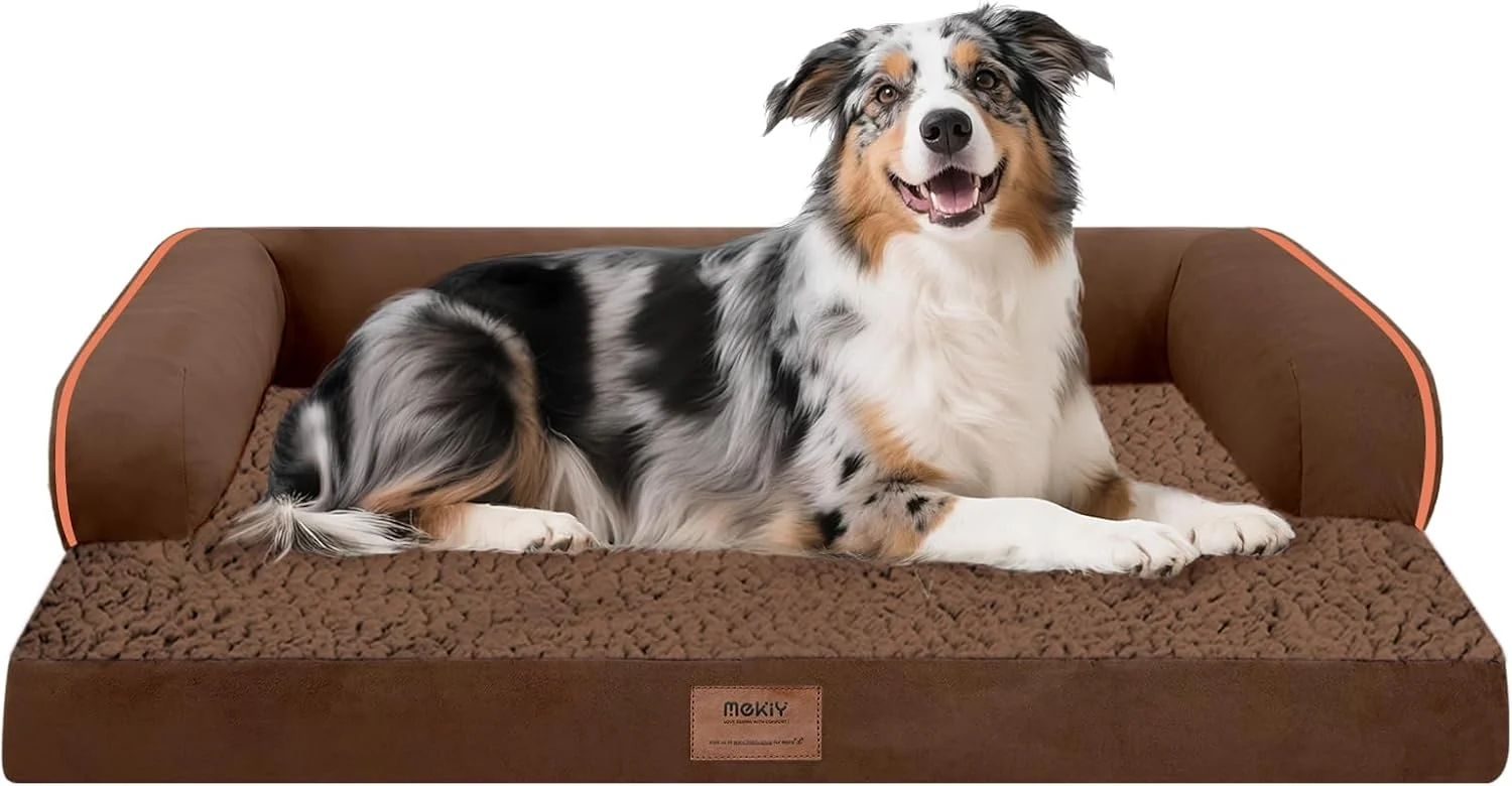 Exclusive Extra Large Dog Bed-Orthopedic Waterproof XL Dog Bed for XLarge Extra Big Dogs - Foam Couch Sofa Washable with Removable Cover-Coffee Genuine