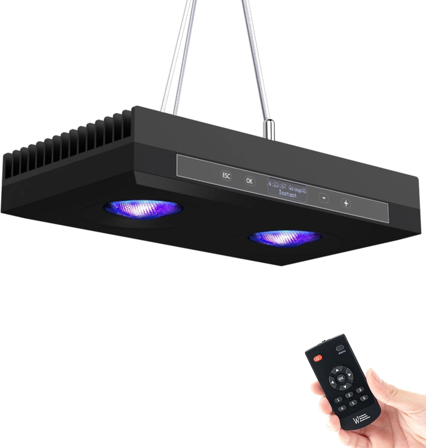 Smooth Aquarium Light - 95 Watt Sunrise Sunset Moonlight Group Control Program Coral Reef Light Dimmable Full Spectrum for Marine Tanks Saltwater Tank Light with Timer G5 Suspension Version Functional