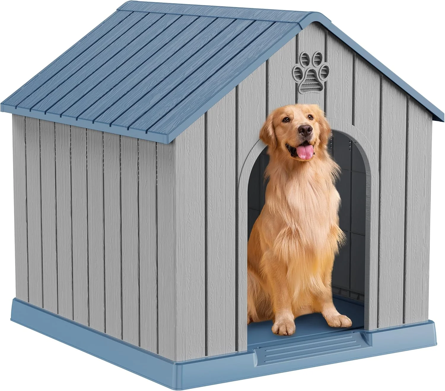 Safe DRATO Indoor Outdoor Waterproof Dog House PP Material Puppy Shelter with Air Vents and d Floor Sturdy Dog Kennel for Small to Large Sized Dogs Easy to Assemble Blue 38.62×36.26×38.07 Inches Sophisticated