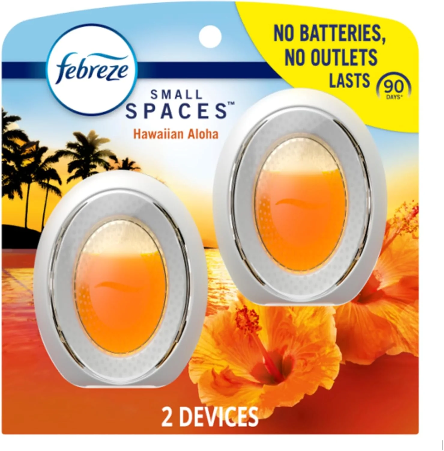 Crafted Febreze Small Spaces Air Freshener Odor-Fighting Plug In Air Fresheners for Home and Bathroom and Kitchen Closet Air Fresheners Hawaiian Aloha Scent 2 Count Proven