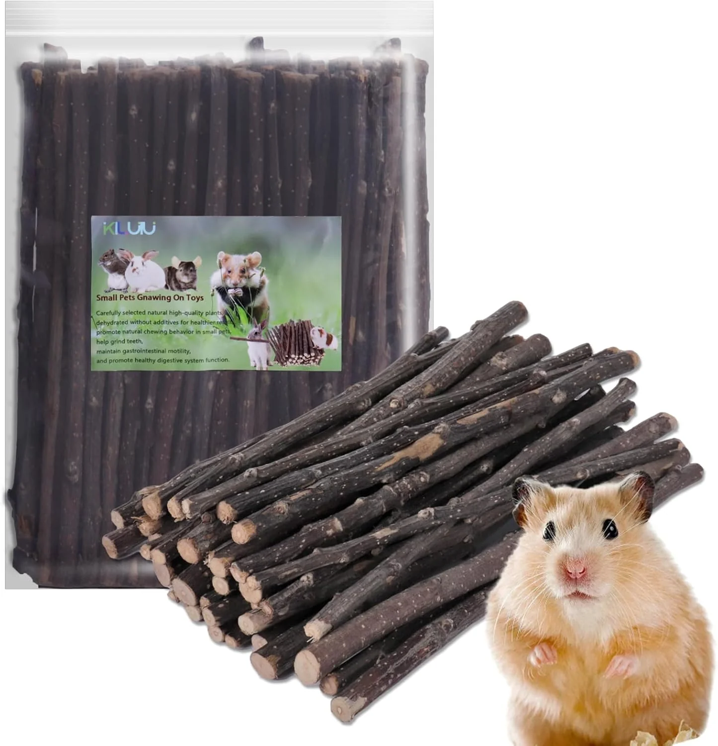 Natural Apple Wood Chew Sticks 300g 10.5oz for Rabbits Hamsters Chinchillas Guinea Pigs - Small Animal Dental Toys Safe Untreated Teeth Grinding Boredom Relief Rodent Molar Health 120g Powerful
