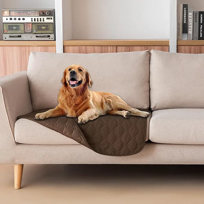 Relaxed gogobunny 3X Stronger Waterproof Pet Blanket Scratch Proof Furniture Protector for Dogs Cats Reversible Cover 30x30 Inch Dark ChocolateOverview Crafted