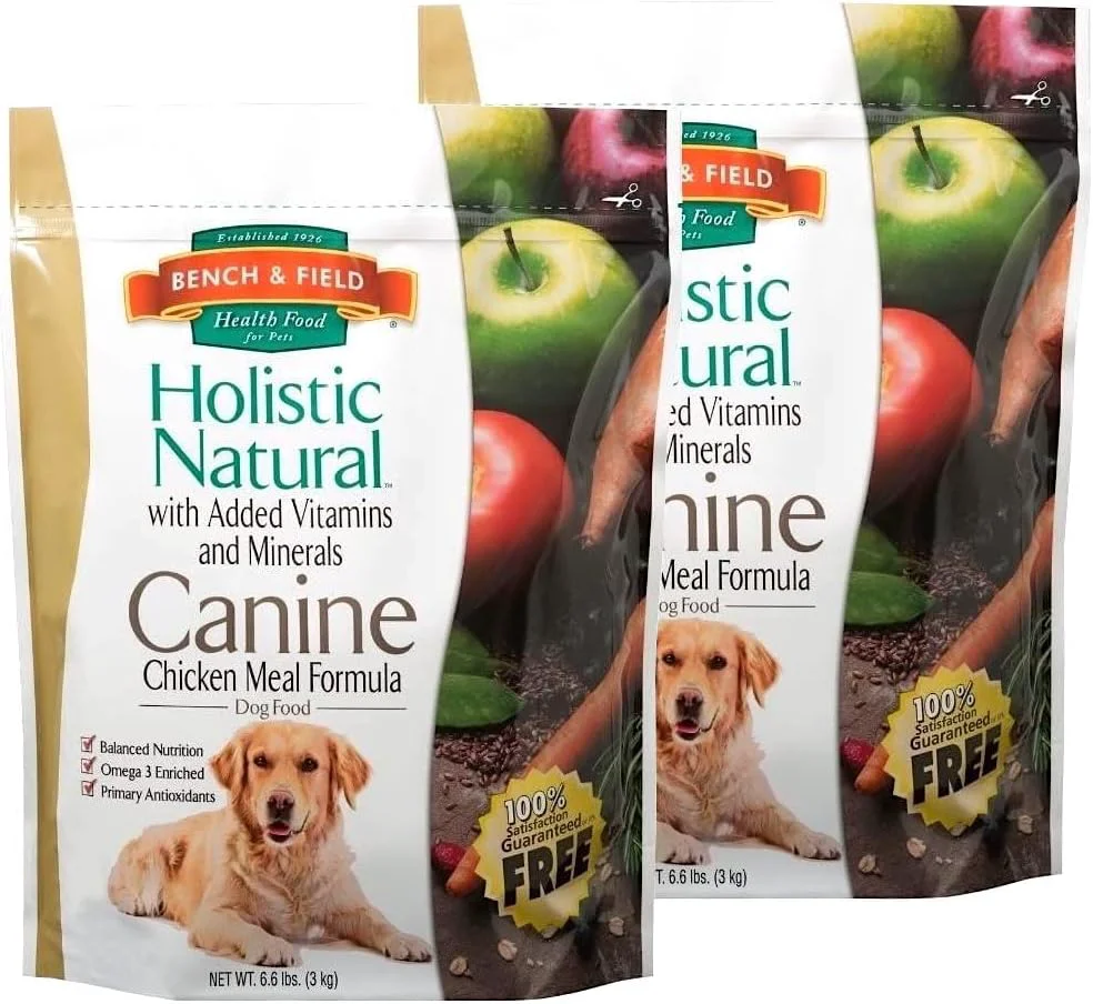 Selected Bench Field Holistic Natural Adult Dry Dog Food Chicken Meal and Brown Rice Recipe 6.6 lb Bags Pack of 2 Smart