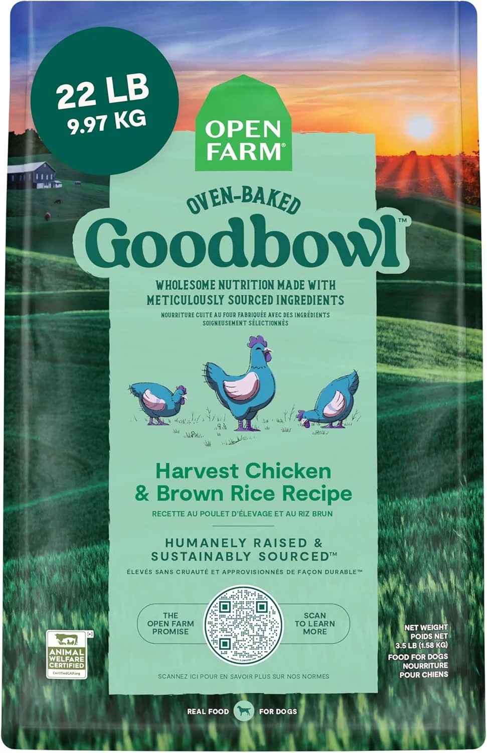 Proven Open Farm Goodbowl Oven-Baked Small Batch Dry Dog Food - Harvest Chicken Brown Rice Recipe Includes Non-GMO Produce Grains 22lb Bag 352oz Bag Verified