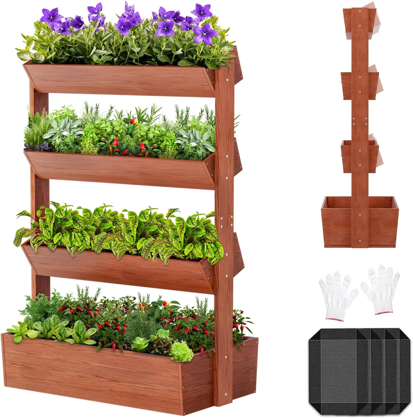 Responsible SUNYRISY 4 Tiers Vertical Wooden Raised Garden Bed Outdoor standing Garden Planter Box Stand for Planting Herbs Flowers Vegetables Outdoor Gardening Authentic