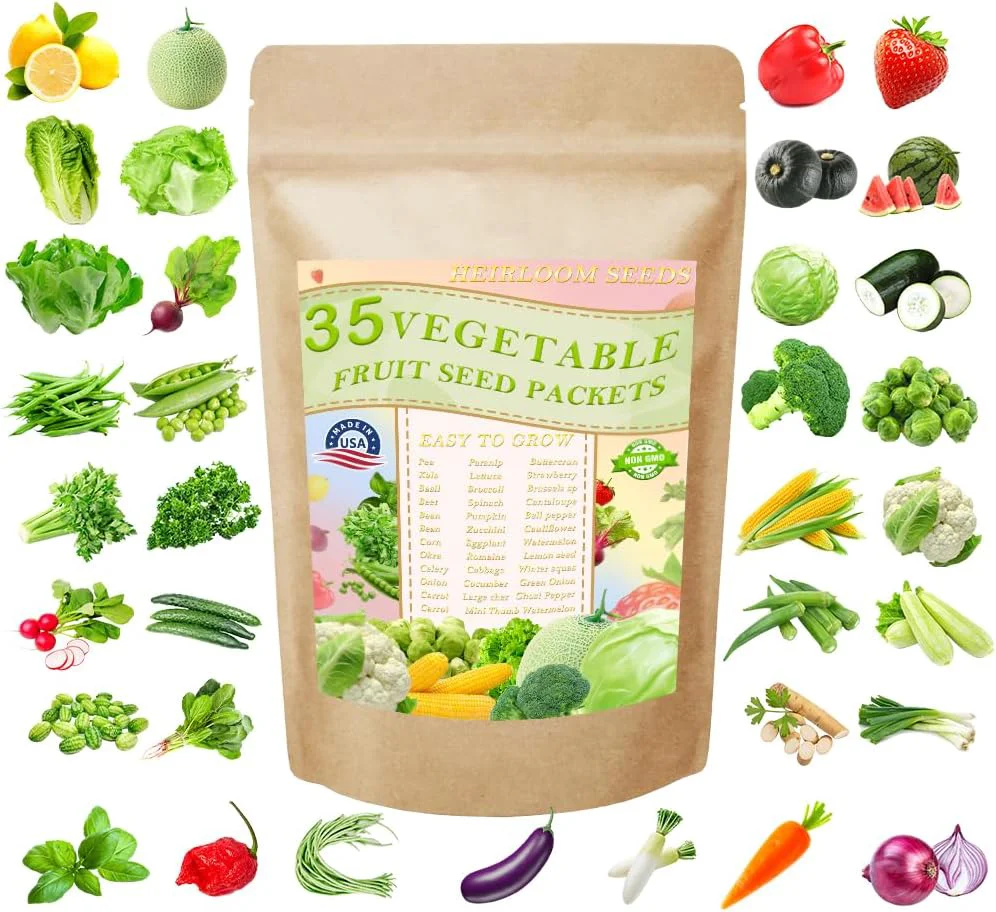 Powerful Vegetable Seeds Kit Fruit Seeds for Planting Non-GMO and Heirloom 35 Varieties Seeds for Planting Vegetables 10 Plant Markers High-Performance