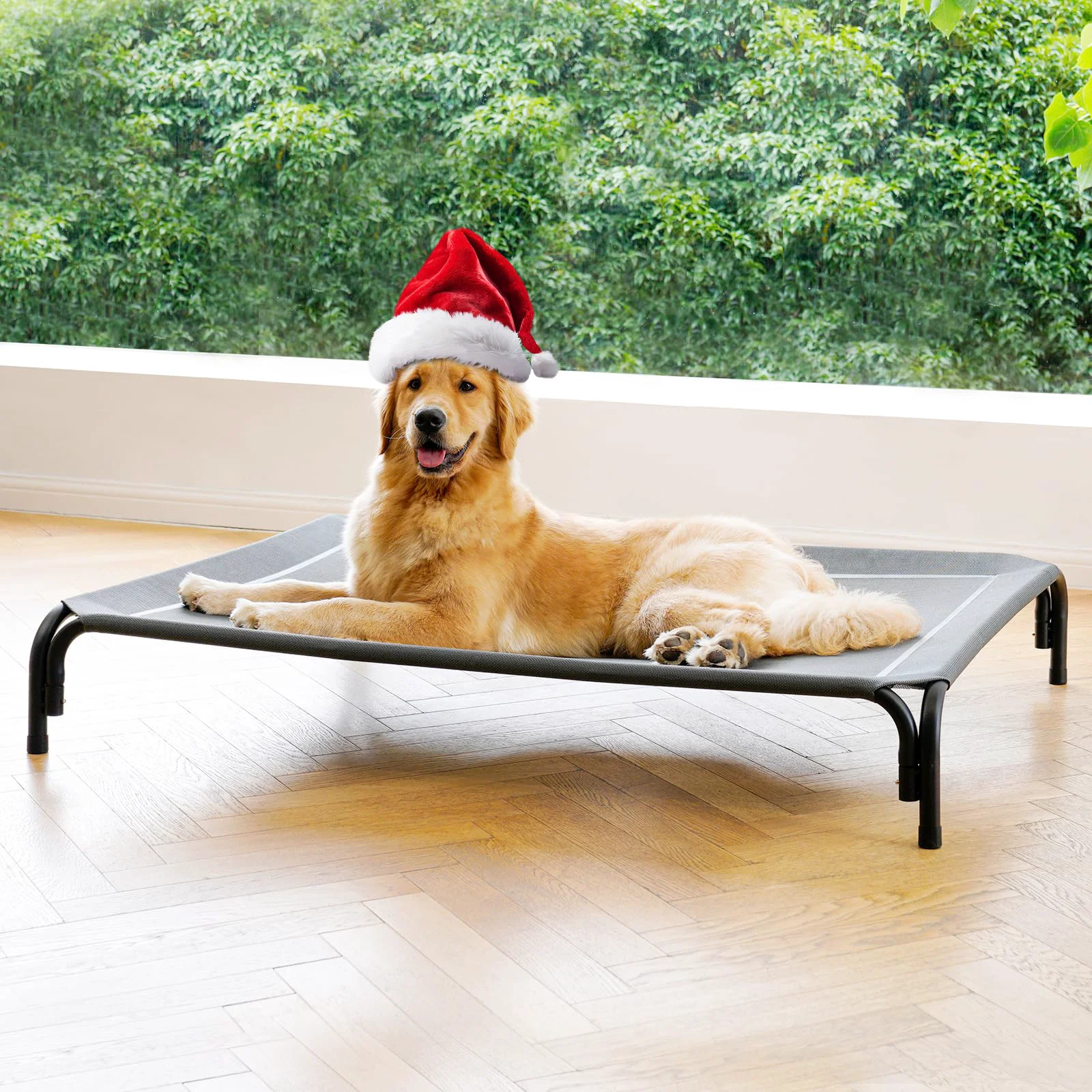 Smooth DOPEDIO d Dog Bed for Large Dogs — Tool- Assembly Cooling Mesh 43.3 in Grey Minimalist