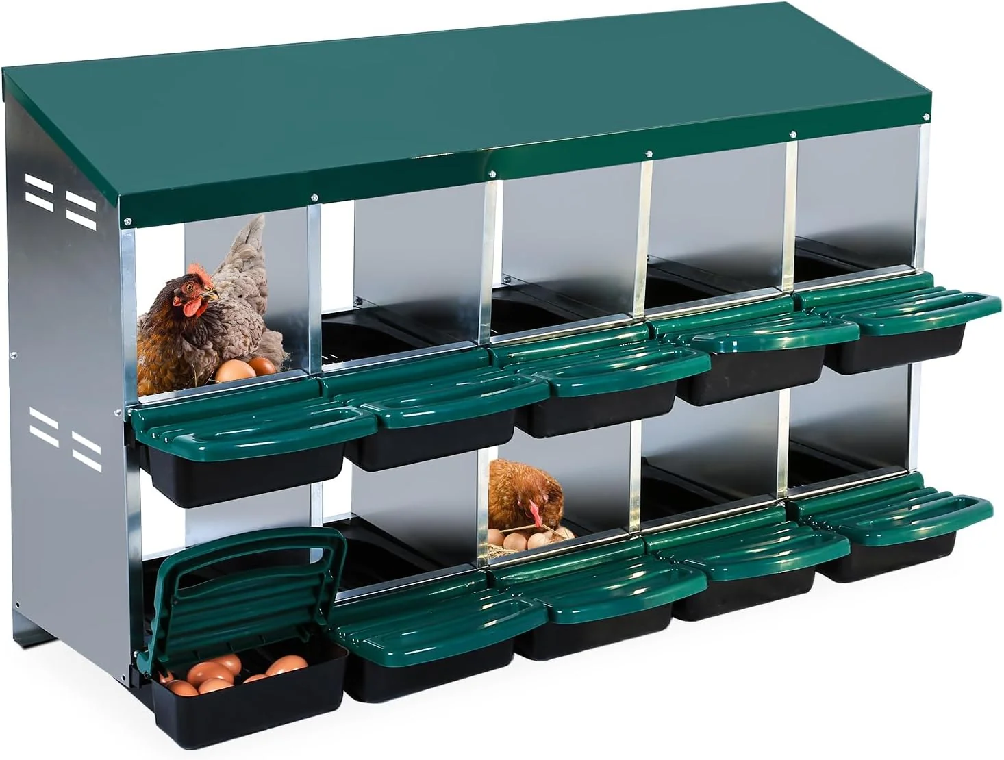Lightweight Chicken Nesting Box 10 Hole 2 Layer Hen Nest Boxes Roll Away Eggs Laying Boxes Cleanable Pull Out Hen Roosting Boxes Responsible