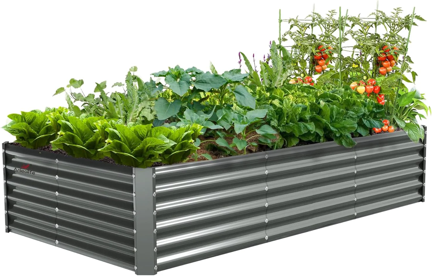 Reusable A ANLEOLIFE 8X4X1.5ft Galvanized Raised Garden Bed Kit Rectangular Large Metal Deep Root Planters for Outdoor Plants Vegetables Flowers Herb 359 Gallon Capacity- Quartz Grey Breathable