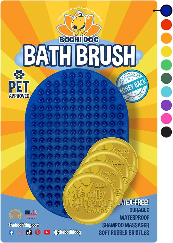 Exclusive Bodhi Dog Shampoo Brush - Pet Grooming Bath Supplies for Dogs and Cats - Bath Brush for Long Short Hair - Premium Scrubber for Shower Bathing Massage One Pack Blue About ThisOverview First-Class